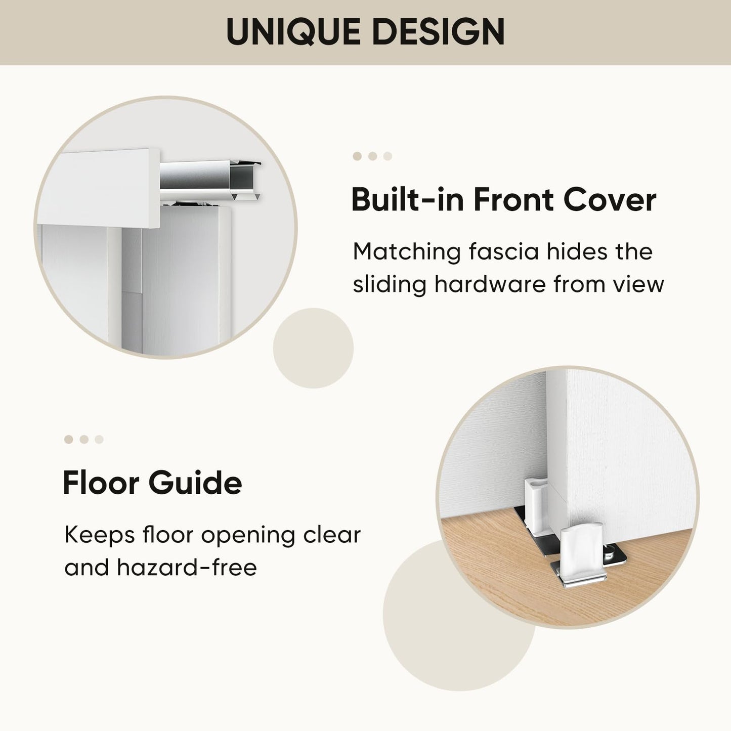 JUBEST 72"(Double 37") x80 Sliding Closet Door, K Style Bypass Closet Door with Hardware Kit & Matching Fascia, Preassembled Solid Wood Slab with Water-Proof PVC Surface, Easy to Install, White