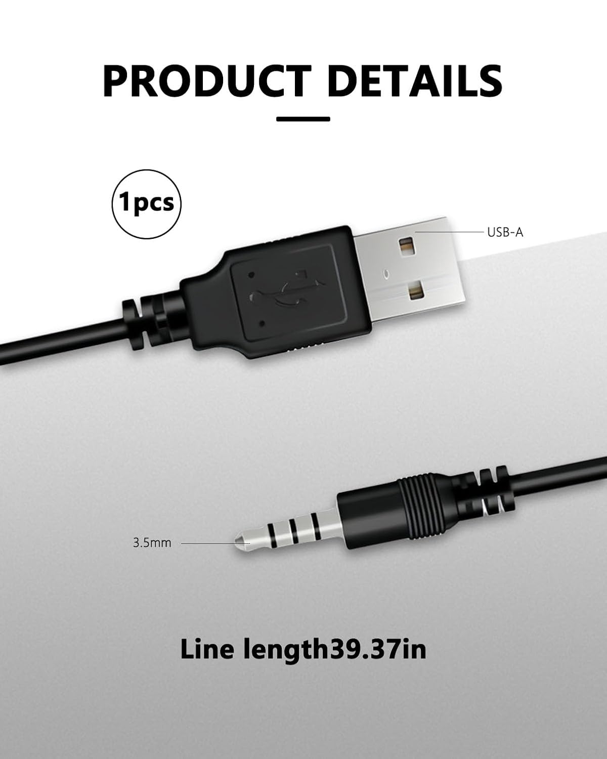 Duoxiate 3.5mm 2.0 3.3ft 2.0, MP3, Jack Charge Cable Male AUX Audio Jack to USB Charge Data Cable Cord Audio Car Stereo