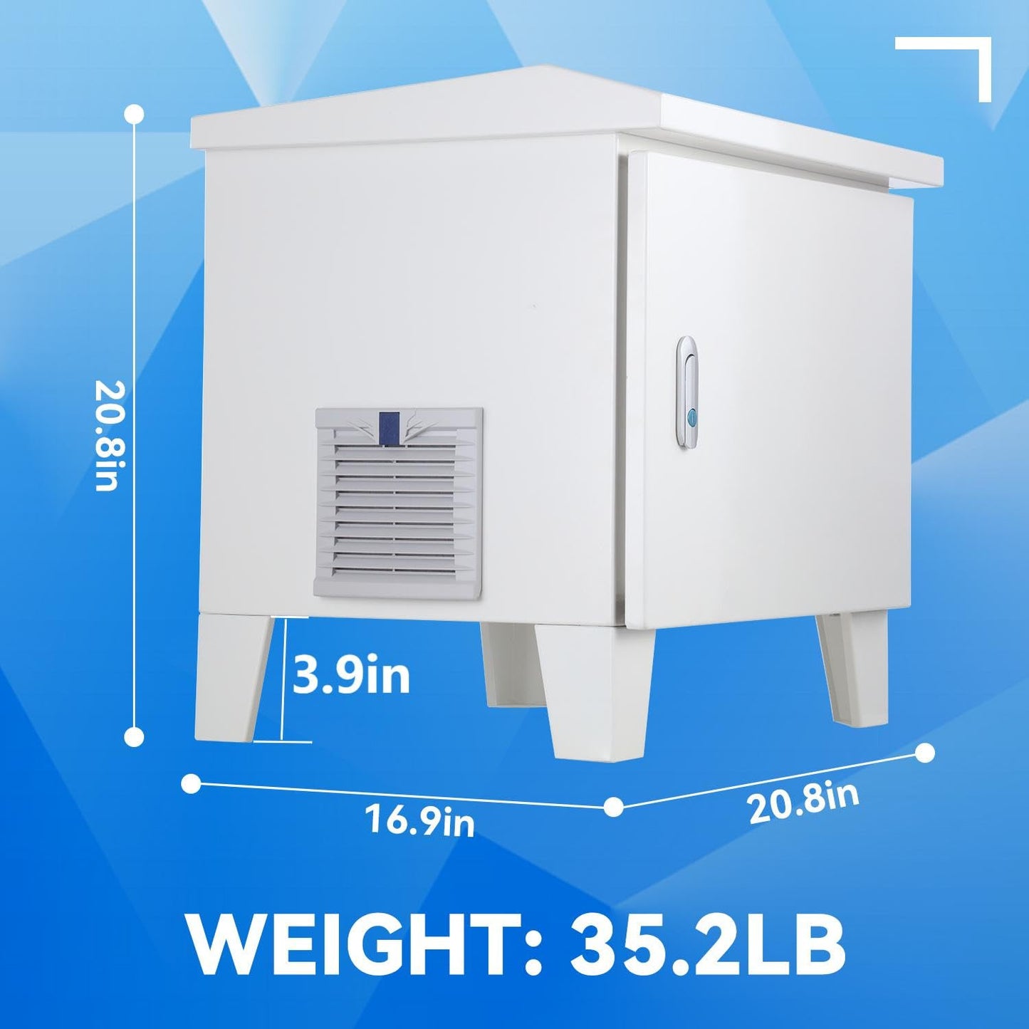 MEISHUNDA Pond Aerator Weatherproof Outdoor Cabinet,20.8”×16.9”×20.8” with Cooling Fan,pre-wired outlet
