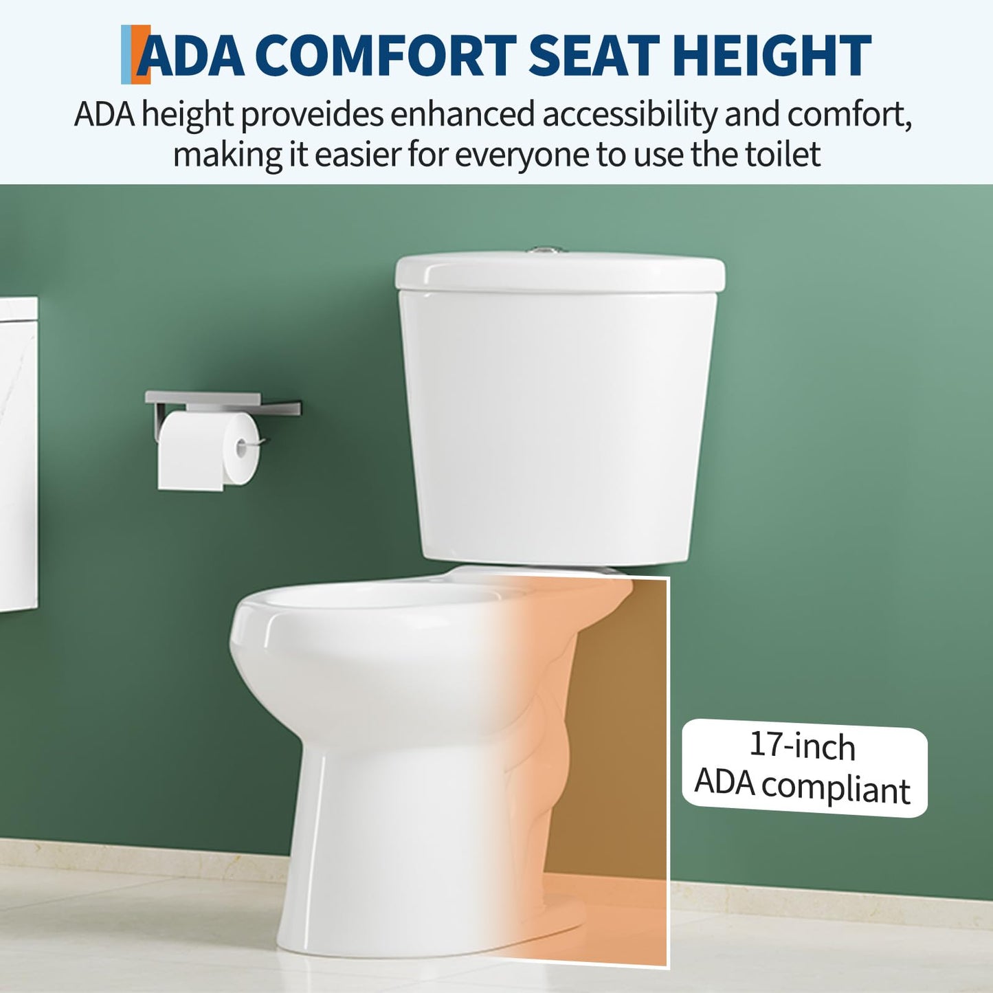 17" Elongated Dual Flush Toilet Bowl – Upgraded Power Flush, Top Dual Button, Includes Internal Hardware, No Seat – Designed for Bath Upgrade or DIY Renovation