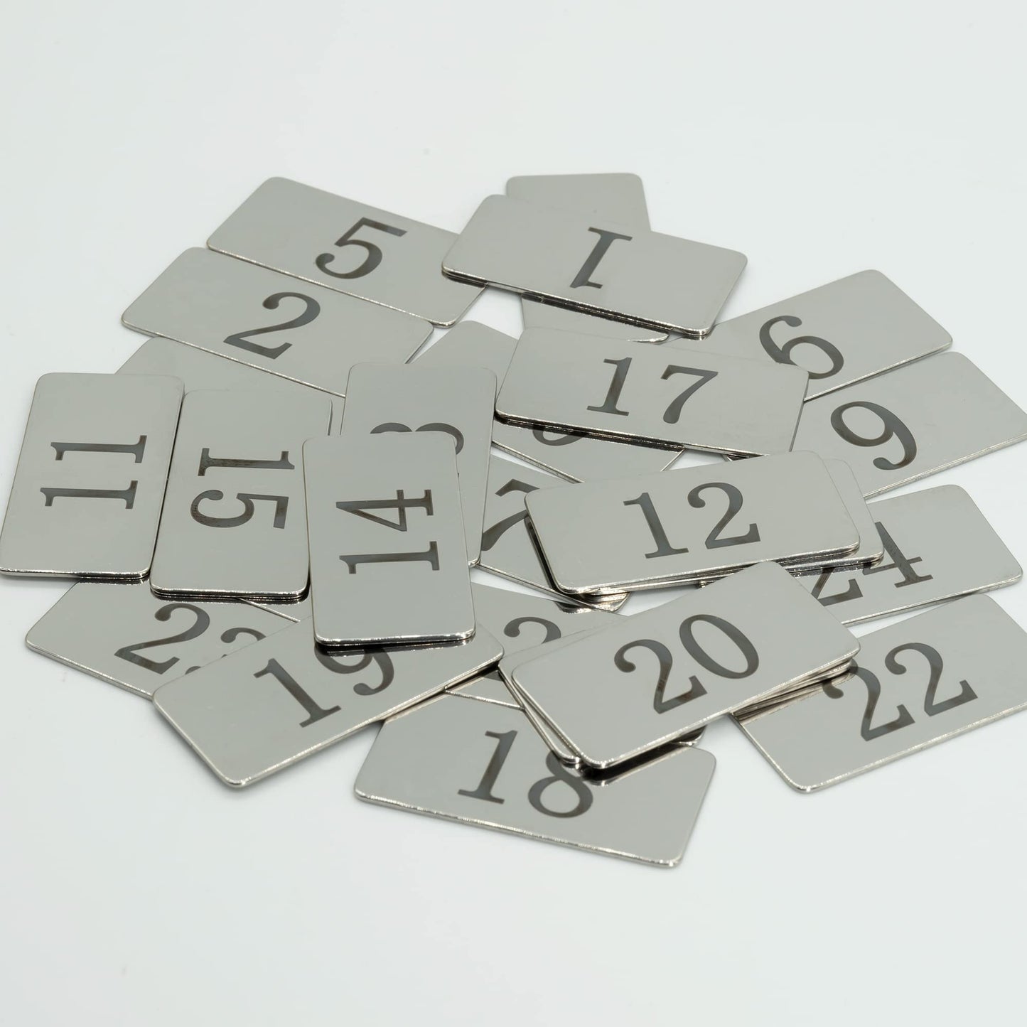 StayMax Rectangle Metal Numbered Tags Stainless Steel Number Tag Key Tags with No Holes (1-25)