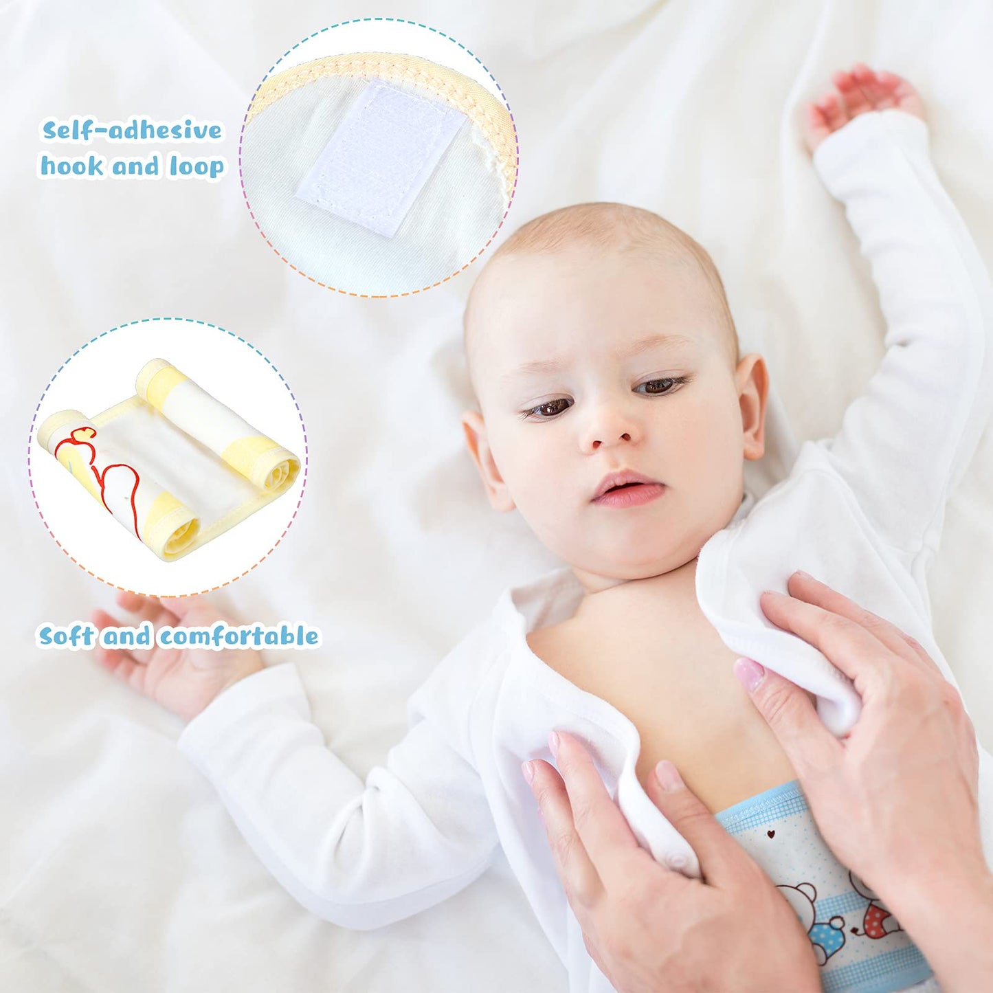 SATINIOR 8 Pcs Newborn Belly Button Band Cotton Baby Belly Bands Infant Umbilical Cord Cover Band Newborn Cartoon Pattern Navel Belt for Protection Abdomen Baby Boy Girl Gifts 0-12 Months