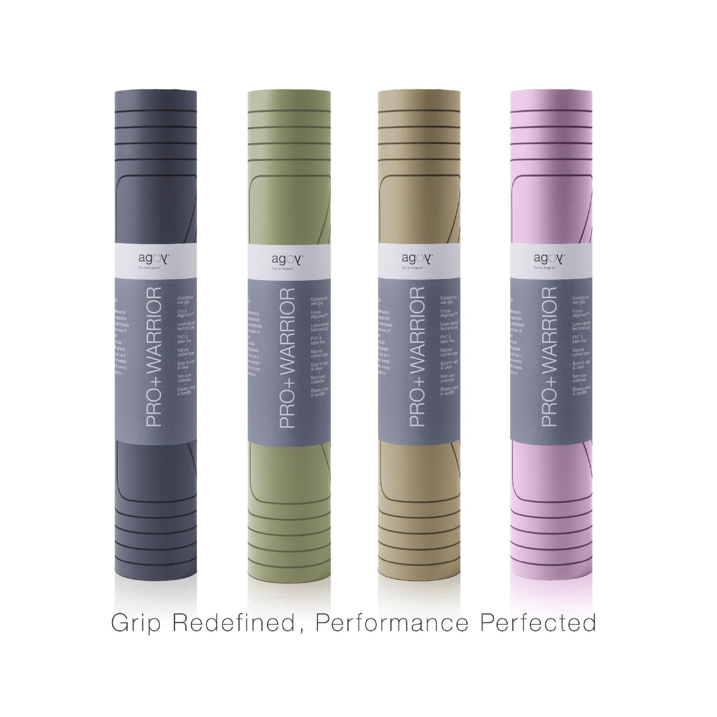 agoy PRO+ WARRIOR - Premium Non-Slip Yoga Mat - Eco-Conscious Design - PU Surface With Wet/Dry Grip+ - Focus Alignment – Natural Tree Rubber Base - Portable Standard Size, Ideal For Any Yoga Practice