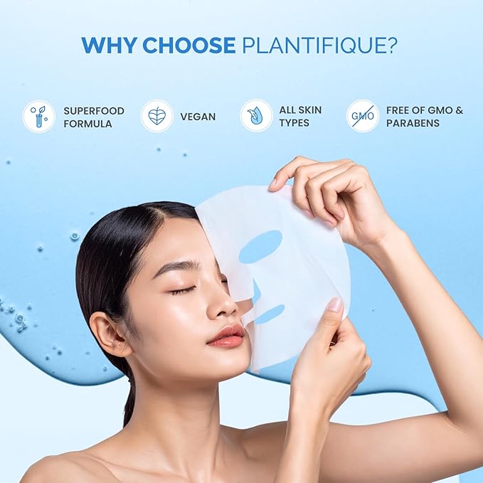 PLANTIFIQUE Facial Sheet Mask Coco Dew 5 Pack ??Moisturizing Face Mask with Coconut & Ceramide ??Radiant Skin Nourishing Korean Skincare Pack for All Skin Types