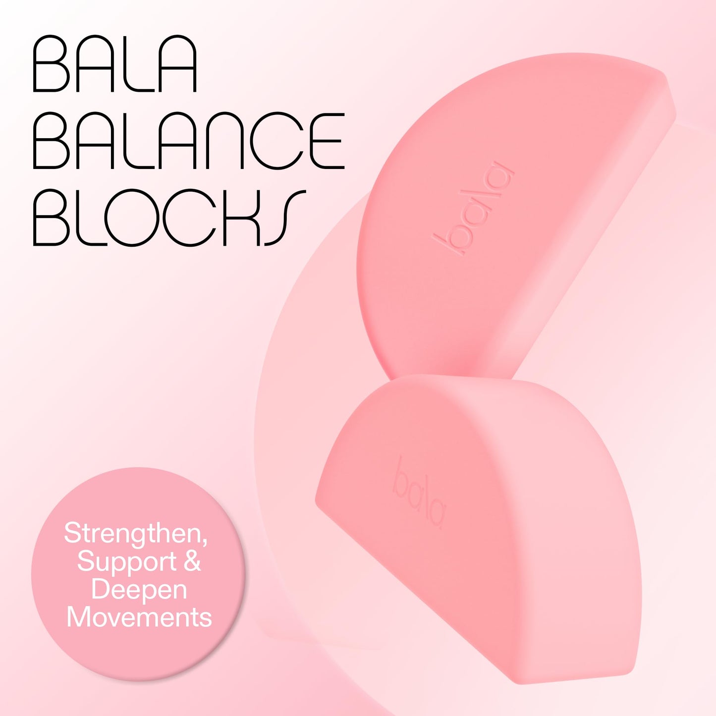 Bala Balance Blocks 2 Pack, Yoga Blocks for Working Out, (Blush) - Semi-Circular Yoga Accessories for Stretching & Exercise - Yoga Equipment for Home Workout - Yoga Block Essentials for Women & Men