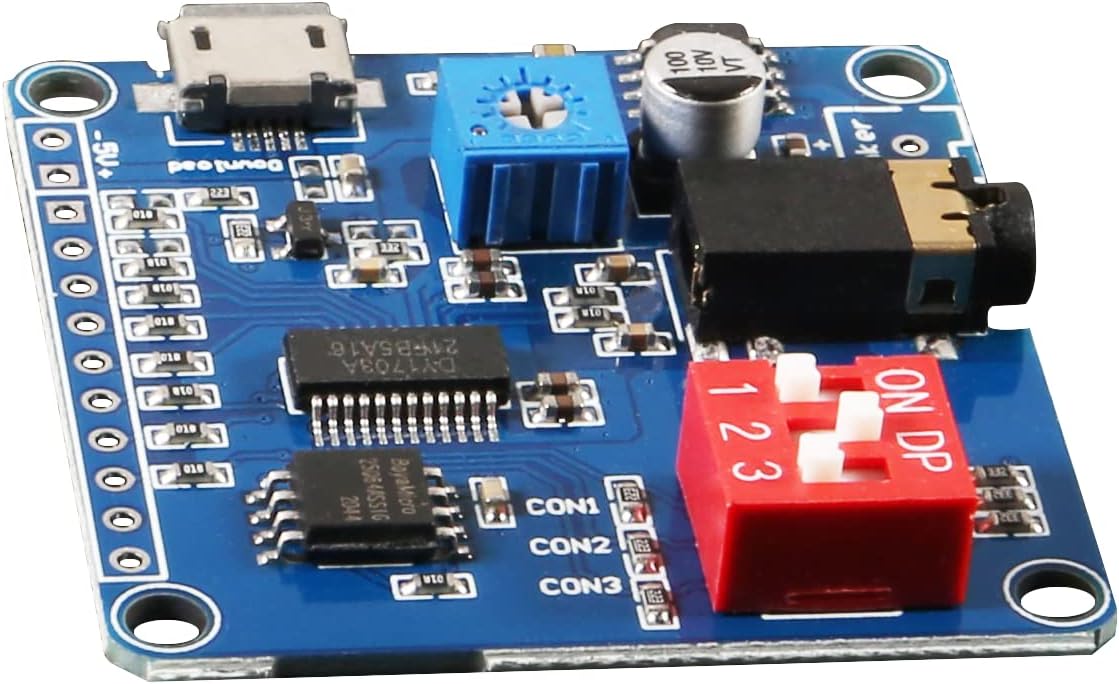 AITIAO 2Pcs MP3 5W 64MBit Voice Playback Module Board Player Music Voice Board, Flash Serial Control SD/TF Card