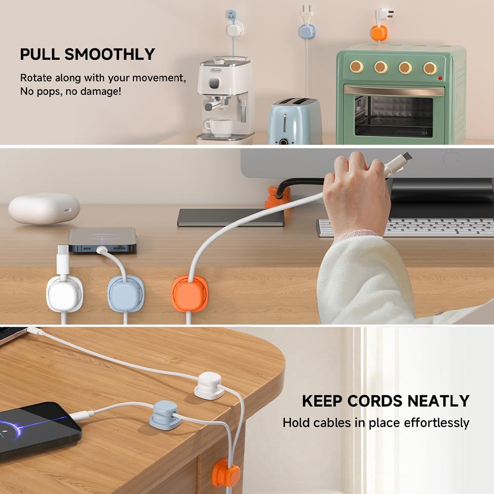 SROCOPT 2026 3pcs) Cord Organizer Holder, New Desk Cable Management, Cable Clips Organize Phone Charging Cords Holder