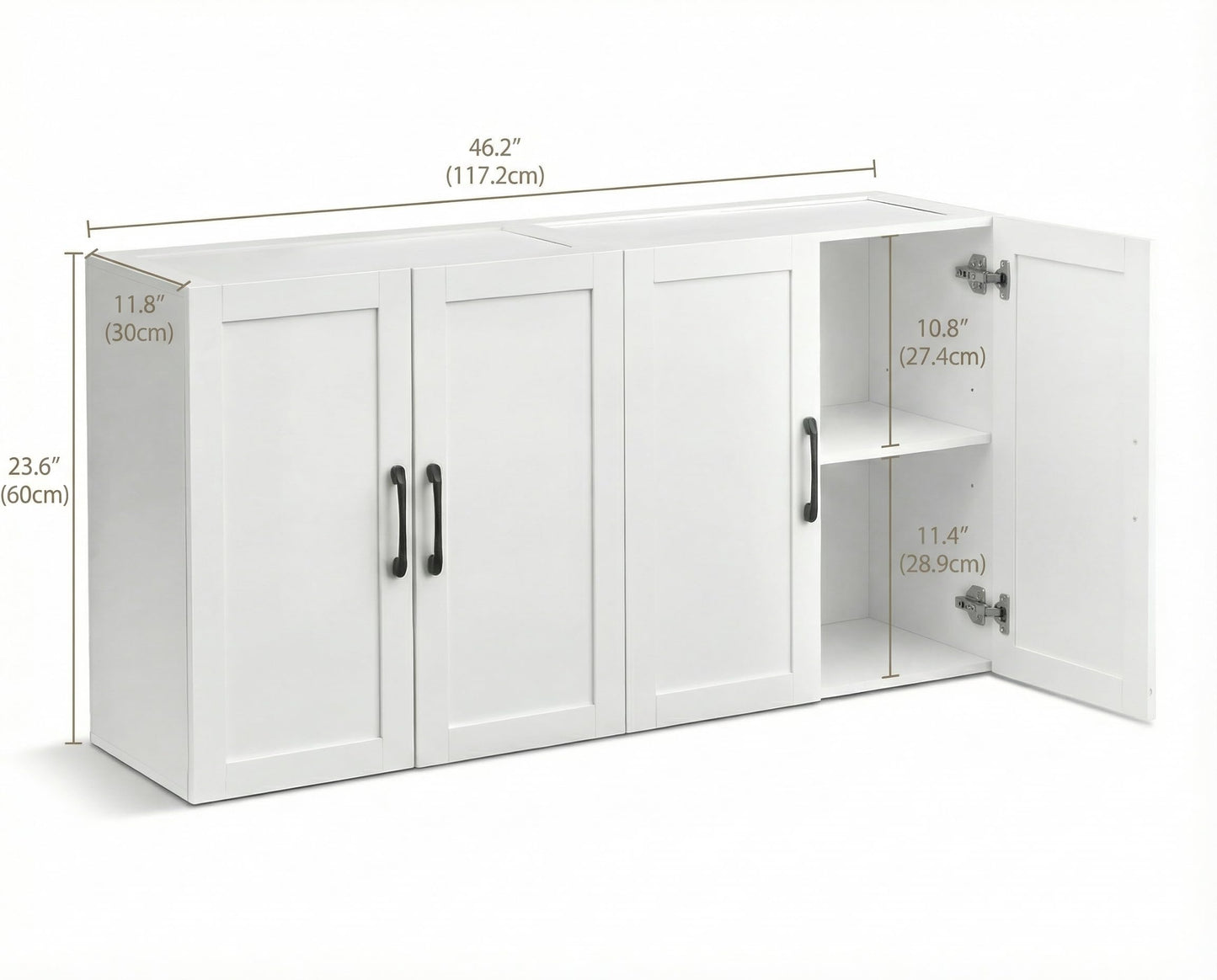 Cozivellia Wall Cabinet with Adjustable Shelves, Laundry Room Cabinet with 4 Doors, Kitchen Storage Cupboard Cabinet, Wall Mount Medicine Cabinet for Bathroom, Living Room, White