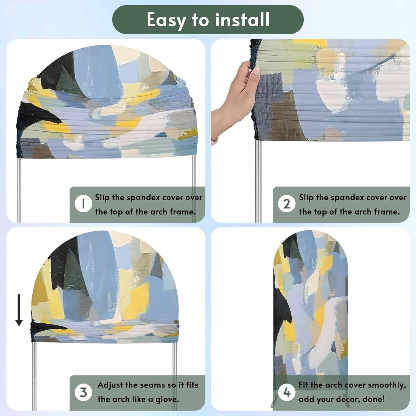 Jnbasdffb 7.2 Abstract Geometric Wedding Arch Cover,Stretchy Spandex Arch Backdrop Stand Covers FT,Simple Oil Painting