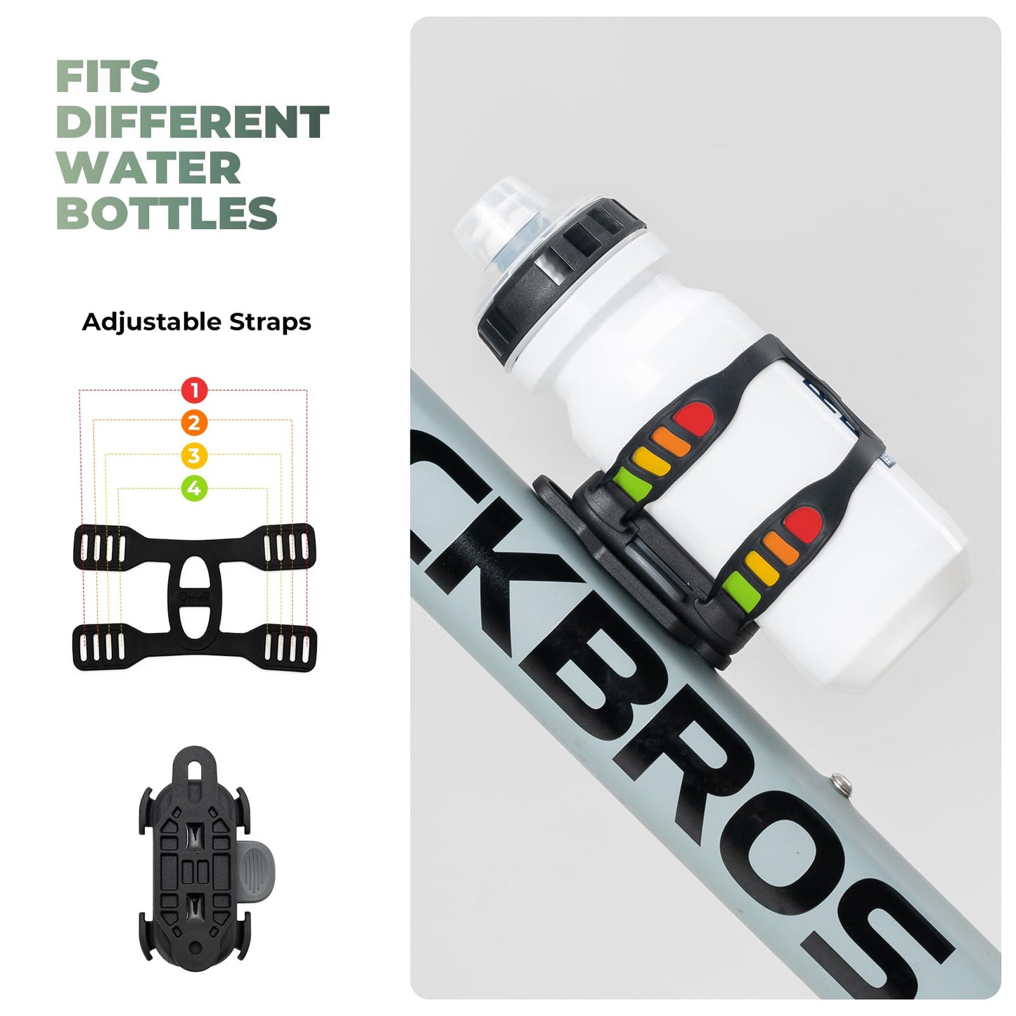 ROCKBROS Magnetic Strap Water Bottle Holder with Quick-Release Button for Road Bikes, Mountain Bikes, Scooters, Backpacks, and Folding Bikes