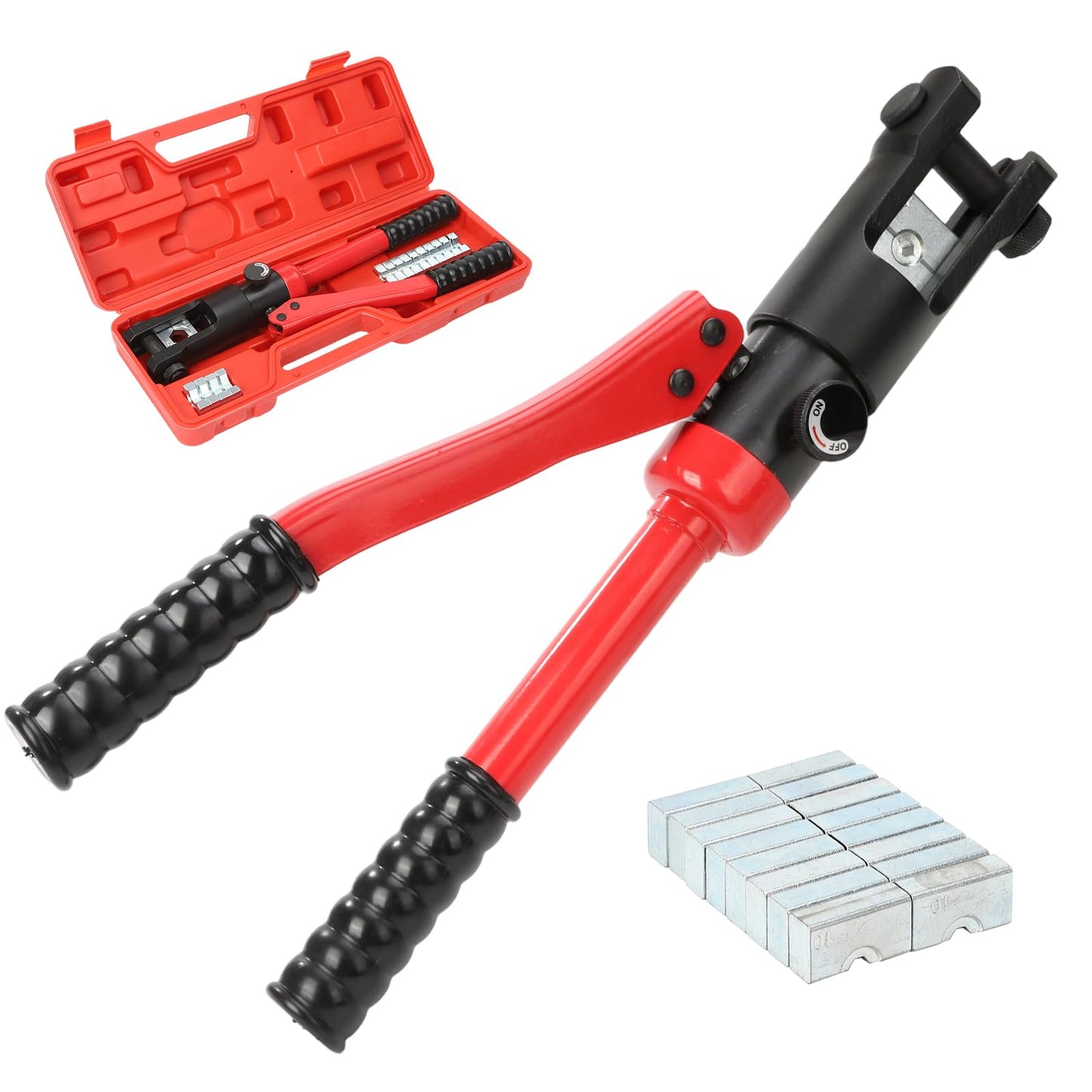 Hydraulic Crimping Tool, 60KN Heavy-Duty Hydraulic Punch Tool with 9 Hex Crimp Dies, Heat-Treated Alloy Steel, Ergonomic Anti-Slip Handle for Industrial Electricity, Communication, Metallurgy