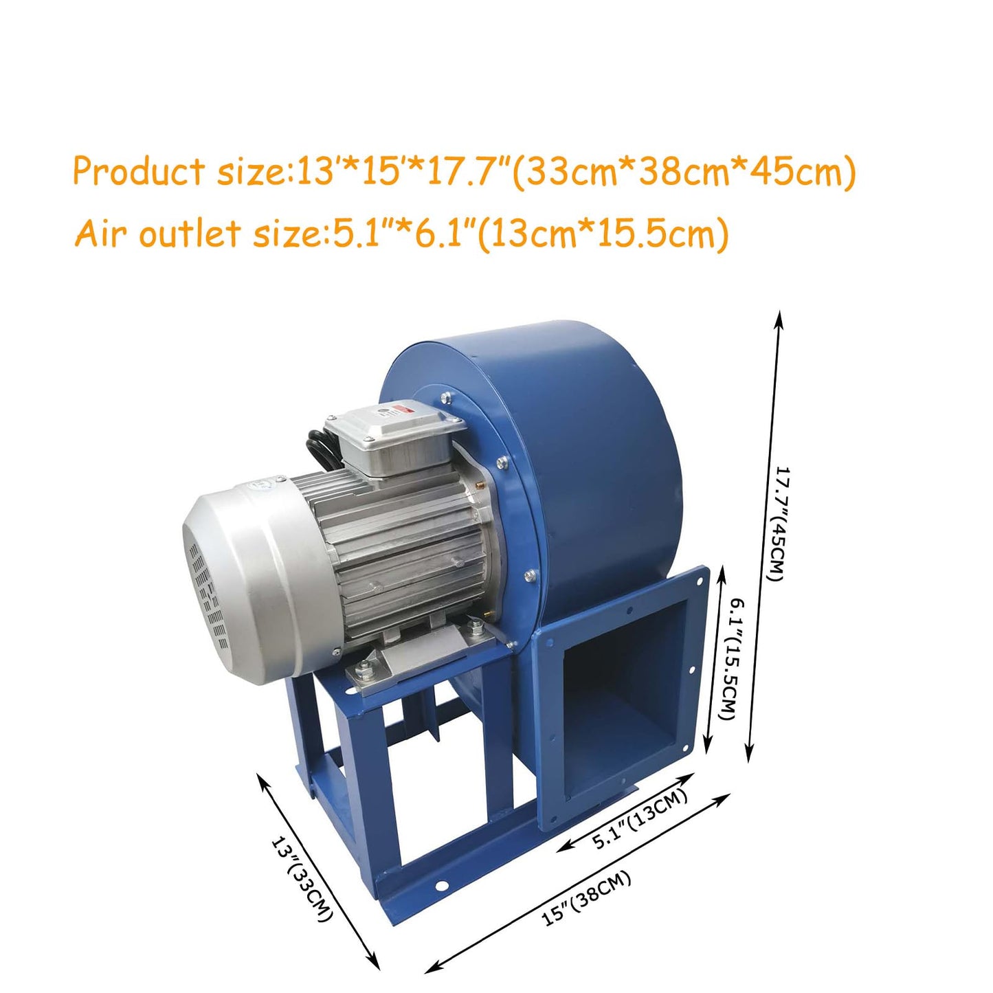 PreAsion Multi-blade Centrifugal Blower DF-8 Industrial Low Noise Centrifugal Blower 1059CFM Centrifugal Blower(110V 1100W with Support)