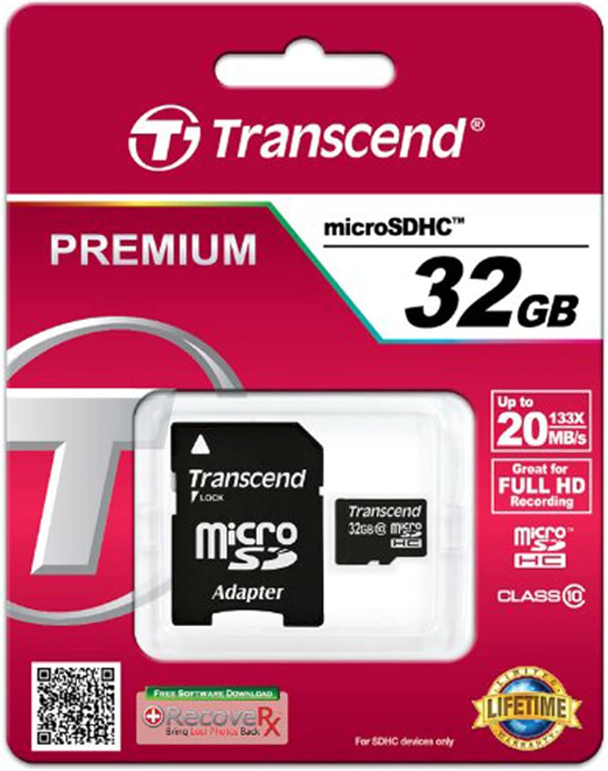 Transcend 32GB Class10 30 (TS32GUSDHC10) MicroSDHC Memory Card with Adapter MB/s