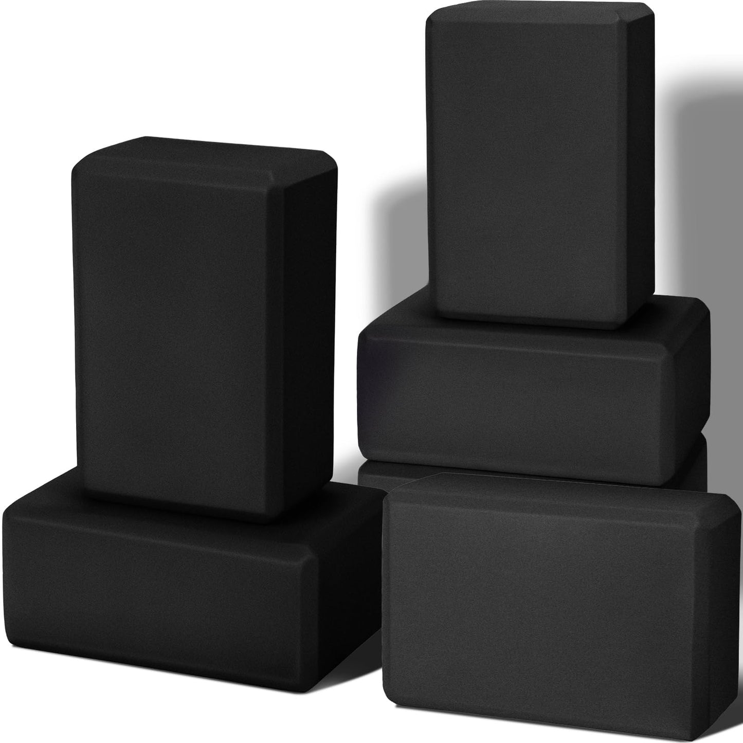 Wettarn 6 Pack Yoga Blocks 9 x 6 x 4 Inch EVA Foam Lightweight Non Slip Yoga Props for Pilates Stretching Meditation(Black)