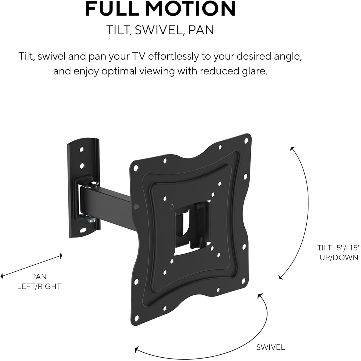 Kortek 1050 Inch 9 Inch 75x75 200x200, 66 Lbs Full Motion TV Wall Mount for Tvs, Articulating Tilt Swivel Mount