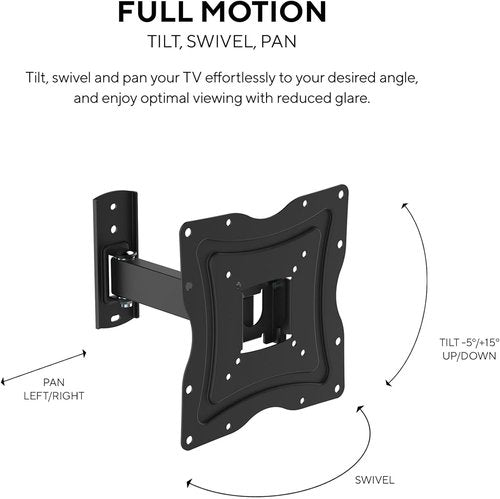 Kortek Full Motion TV Wall Mount for 10" - 50" TVs | Includes HDMI Cable for Easy Setup