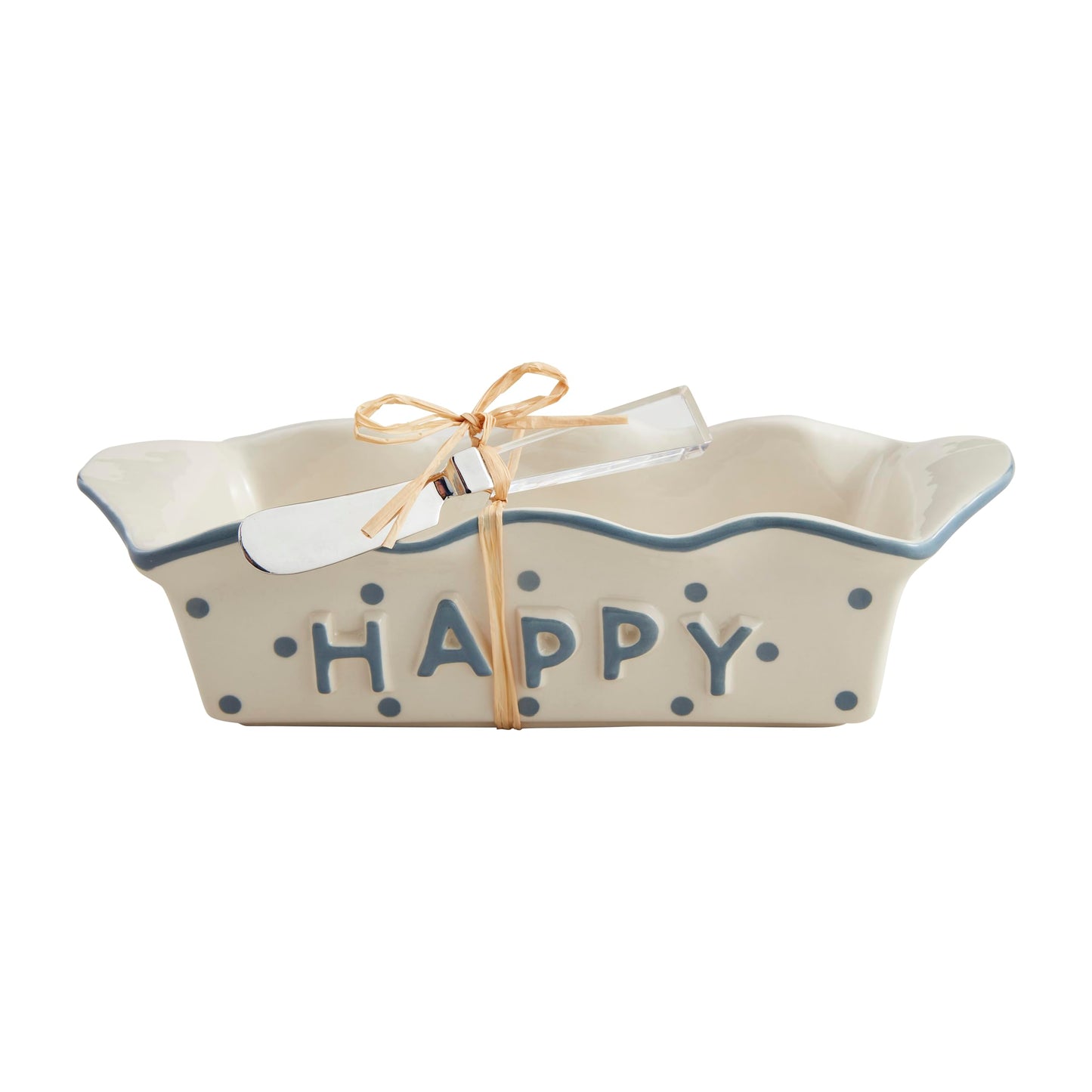 Mud Pie Happy Loaf Baker; baker 3" x 11" | spreader 5"