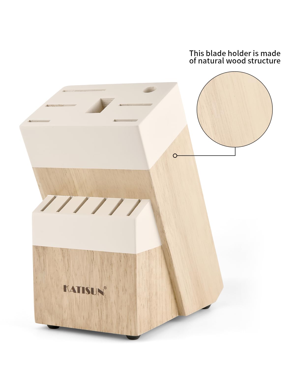 Kitchen Knife Set,14-Piece Knife Set With Block Wooden, Self Sharpening For Chef Knife Set, High Carbon German Stainless Steel Hammered Collection Knife Block Set, Dishwasher Safe Cutlery, Cream