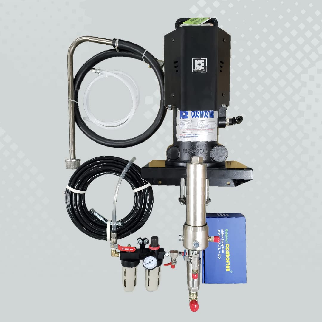 Cosmostar AX1300 30:1 Pneumatic Airless Sprayer, Max Fluid Working Pressure 3600 PSI, High Efficiency Paint Spray, Powerful Machines for Protective coatings. Wall Mount Set with Gun,Tip, & Hose