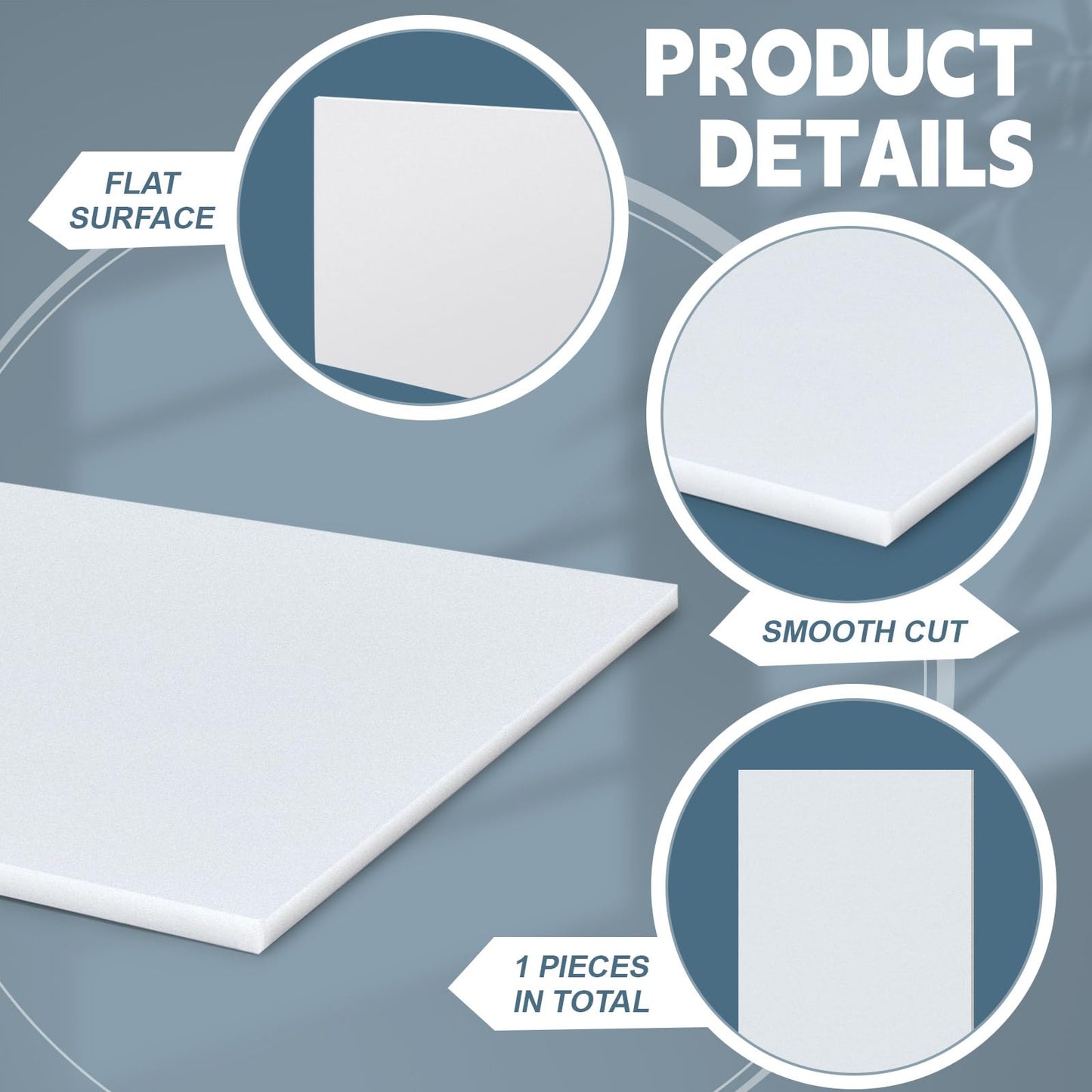 Sasylvia Hdpe Sheet, Hdpe Plastic Sheet Flexible High Density Polyethylene Cutting Board Solid Plastic Block for Marine, CNC, Machining, Industrial, DIY Projects(1/2" X 24'' X 48'',White,1 Pcs)