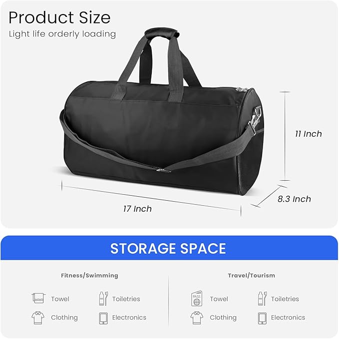 C&F BOGMOST Small Gym Bag for Travel & Duffel - 17 Inch Lightweight Carry On Bag for Men & Women, Mini Duffel Bag,Perfect for Sports, Weekend Trips, and Overnight Stays, Purple