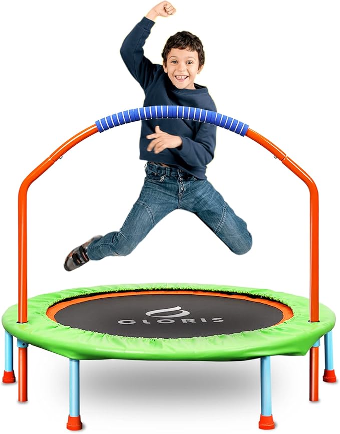 CLORIS 38in/48in Folding Trampoline - Max Load 220lbs / 450lbs Trampoline Rebounder Trampoline for Adults with Adjustable Foam Handle, with safty Padded Cover Best Gift