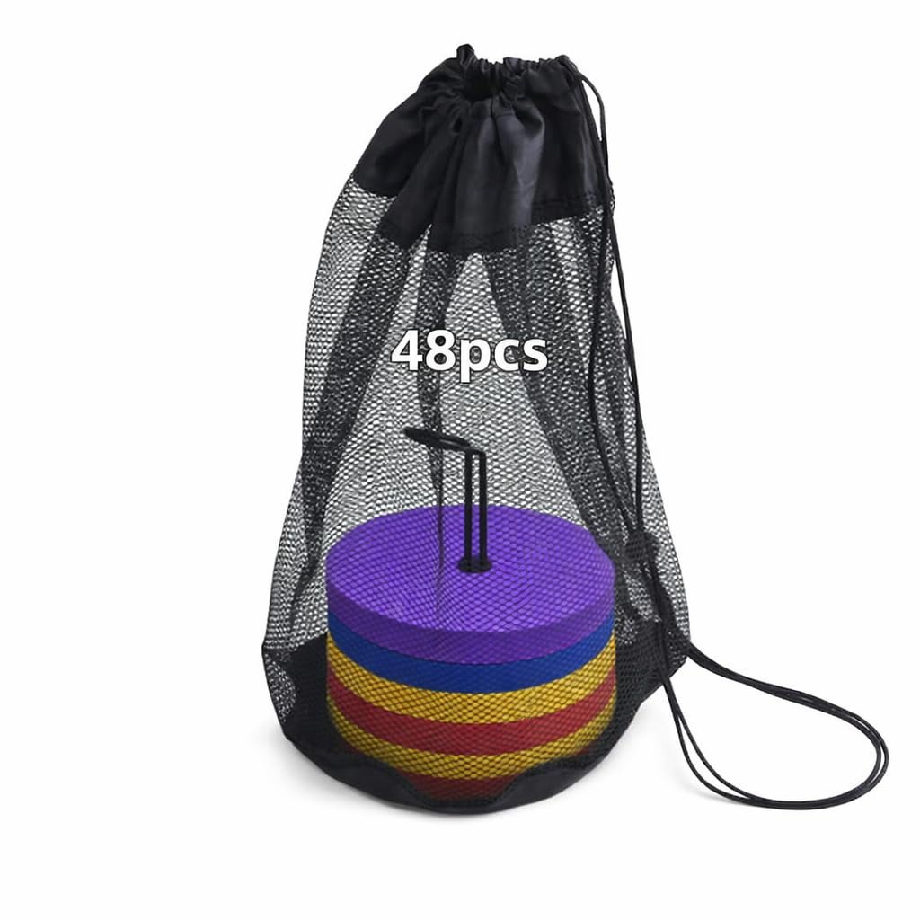 Japard Flat Cones, 48 Pcs 6 Inch Spot Markers, Flat Soccer Cones for Training, Field Court Markers, Soccer Disc, Practice Cones, Training Equipment, Agility Practice, Football