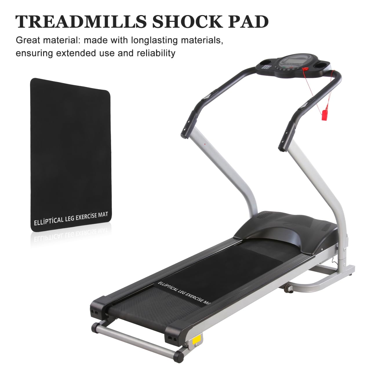 Totority Shock-Absorbing Treadmill Mat 6.29In Black – Noise & Vibration Reduction for Home & Office Gyms, Floor Protector Compatible with All Treadmill Models
