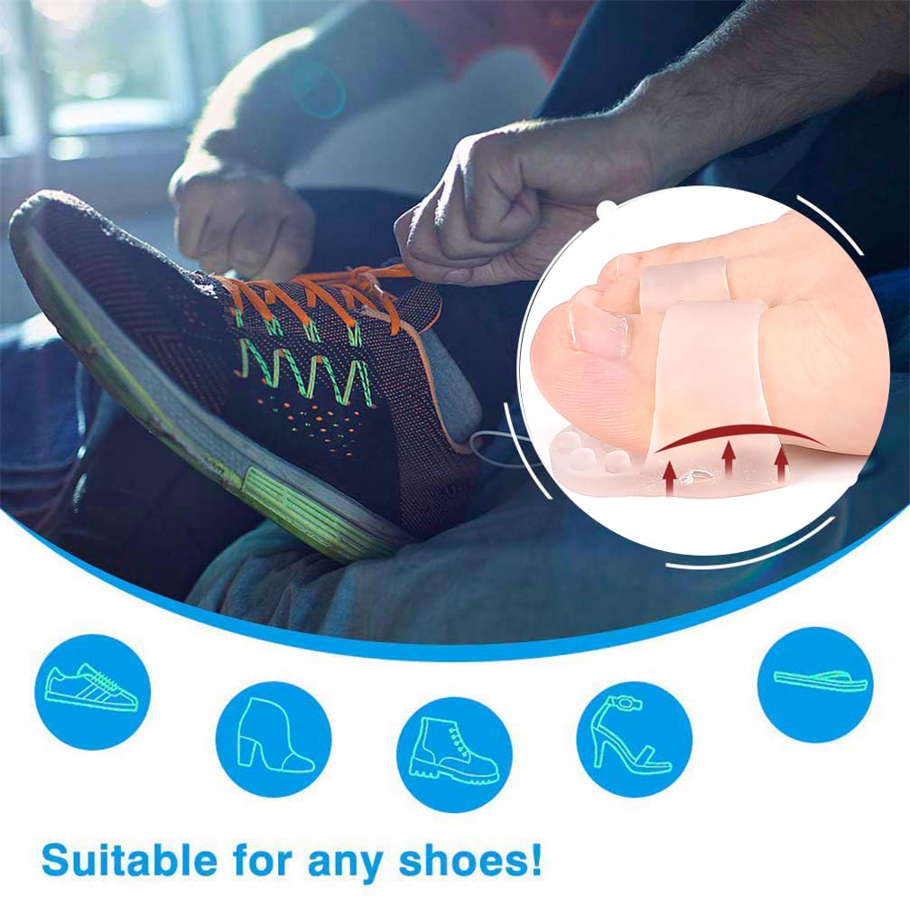 Mcvcoyh Bunion Corrector, Toe Separators with 2 Loops, Big Toe Spacer Suitable for Bunion and Overlap Toe, Infused Aloe Vera Extract