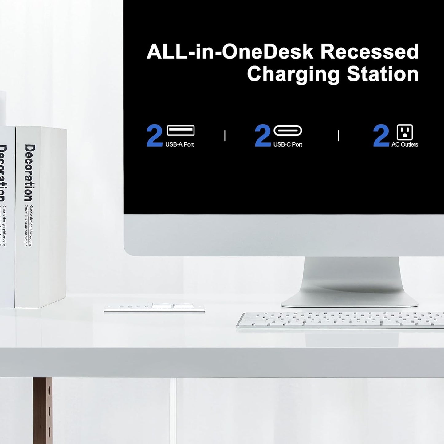 Jgstkcity 45W Recessed Power Strip Socket, Furniture Flush Mount Charging Station, Desk Power Strip with Outlets,USB