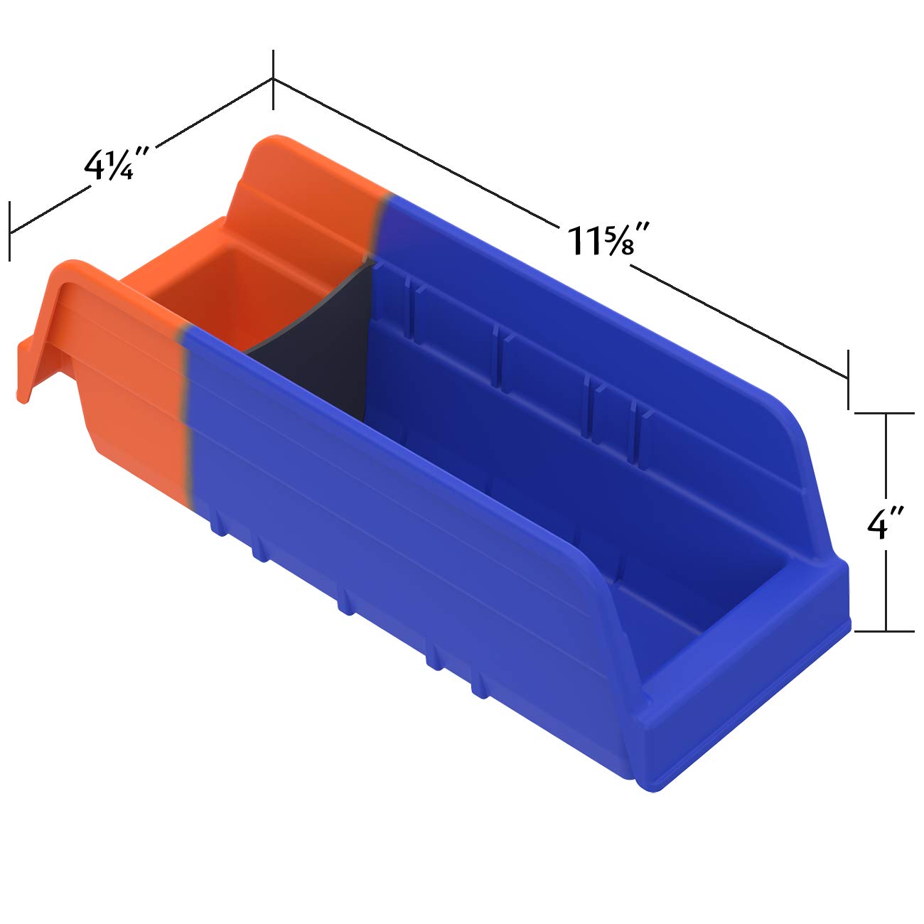 Akro-Mils 36442 Indicator Inventory Control Double Hopper Plastic Kanban Shelf Bin, 11-5/8-Inch x 4-1/4-Inch x 4-Inch, Blue/Orange, (24-Pack)