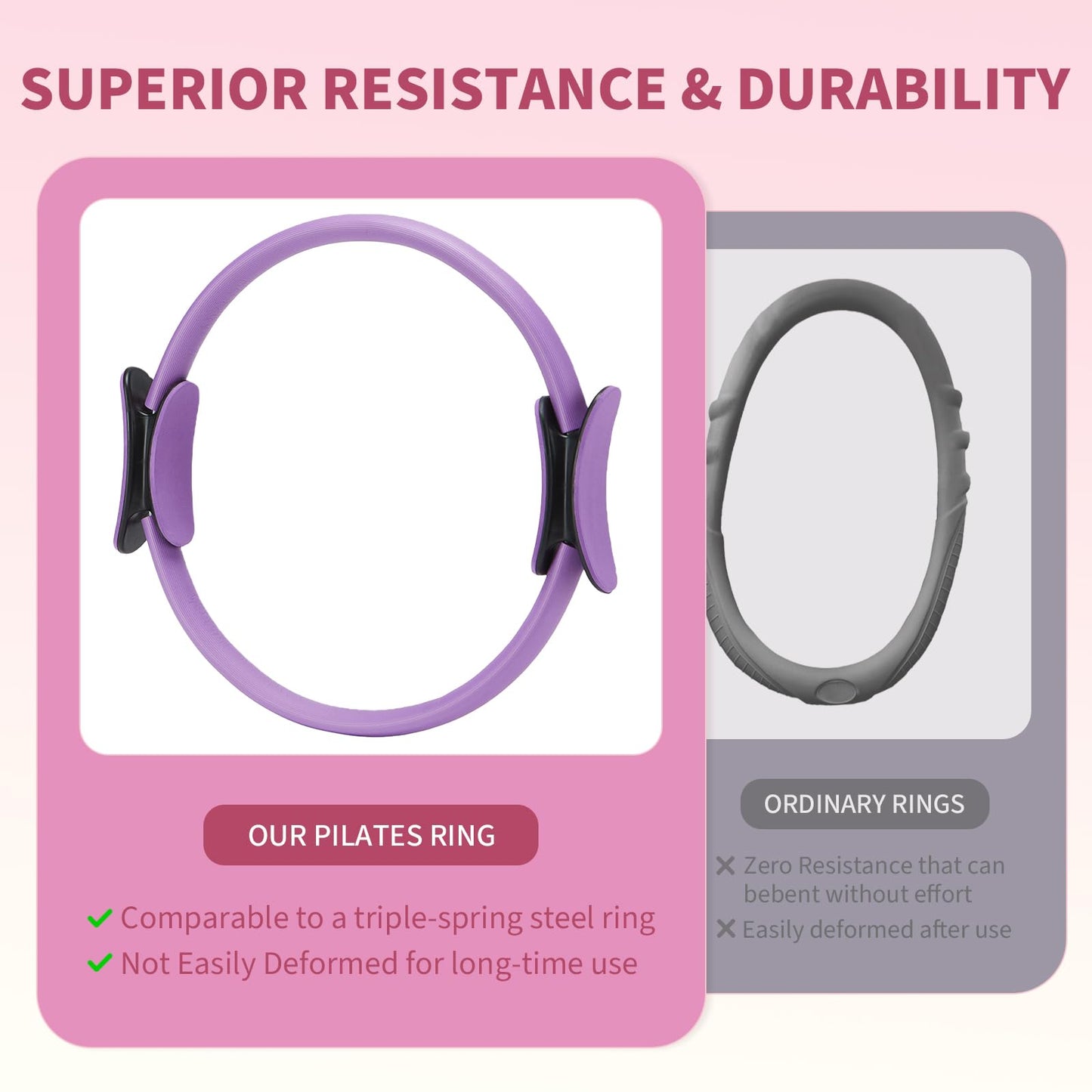 FITOUNOS Pilates Ring Set for Women, Home Workout Pilates Equipment with Resistance Bands, 14'' Magic Circle, Mini Ball, Pilates Starter Kit for Strength (Purple)