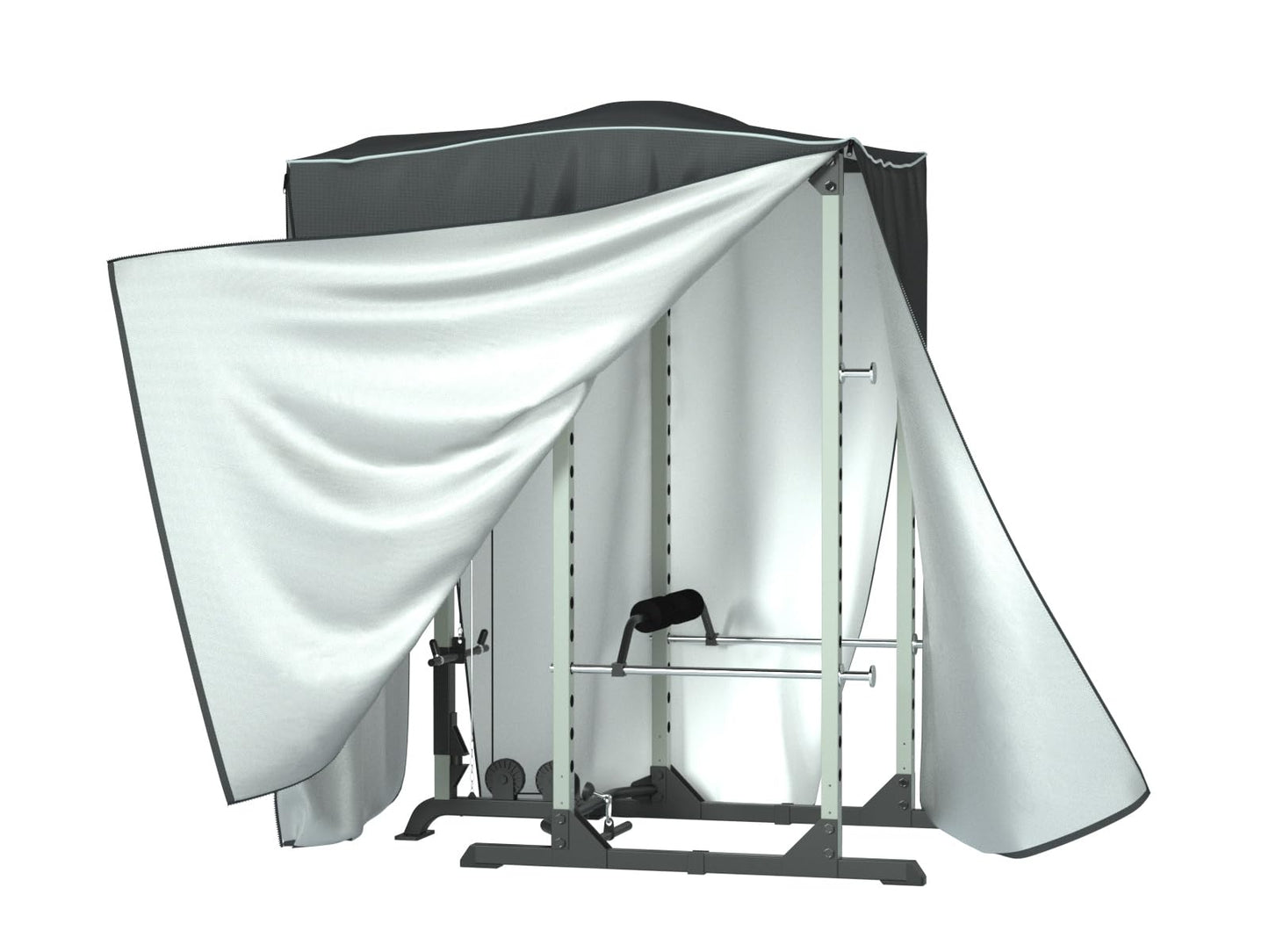 WJYZHM Power Cage Cover for Squat Rack - Heavy-Duty Waterproof Gym Equipment Cover with Zipper, All-Season Dustproof Protective Shelter for Indoor/Outdoor Use (84"H x 47"L x 69"W, Khaki)