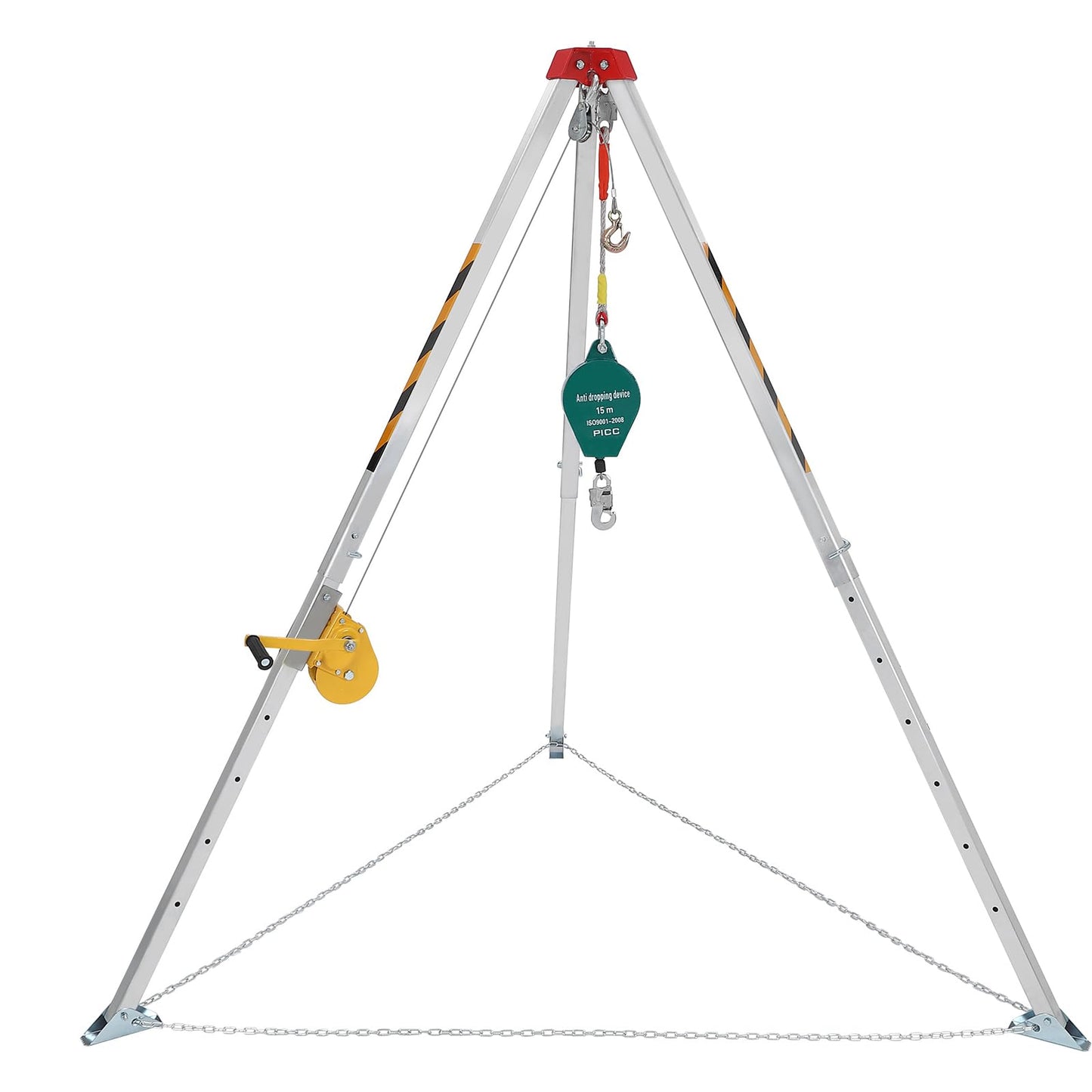 Confined Space Tripod Rescue System, 1200 LB Winch Space Tripod Kit with Self-Locking Safety, Adjustable Legs & 49 Ft Cable for Well, Sewer