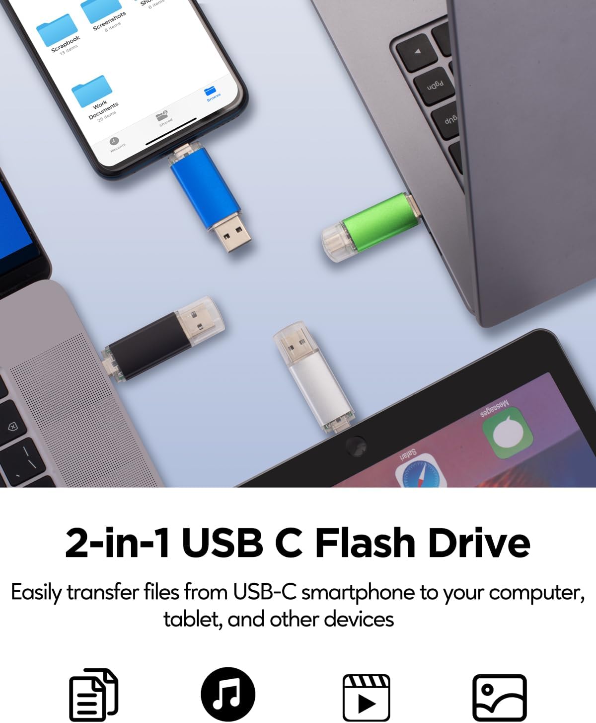 AreTop 16GB 2.0 16GB 2-in-1 16/15, 5 Pack USB C Thumb Drive USB Dual Flash Drive USB Drive Portable Type-C Memory Stick
