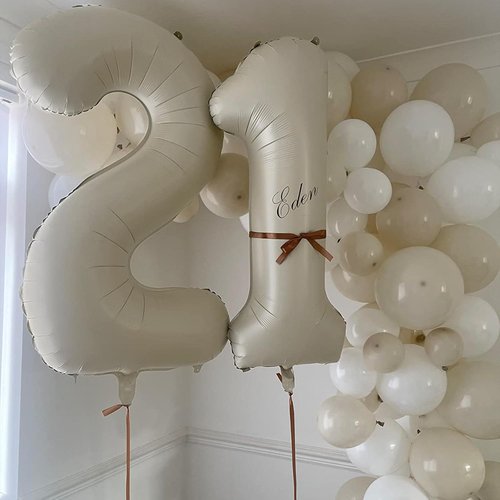 Beige Number Balloon 1 by [Brand Name] - 40 Inch Large Cream Foil Mylar Balloon for Birthday & Wedding Celebrations