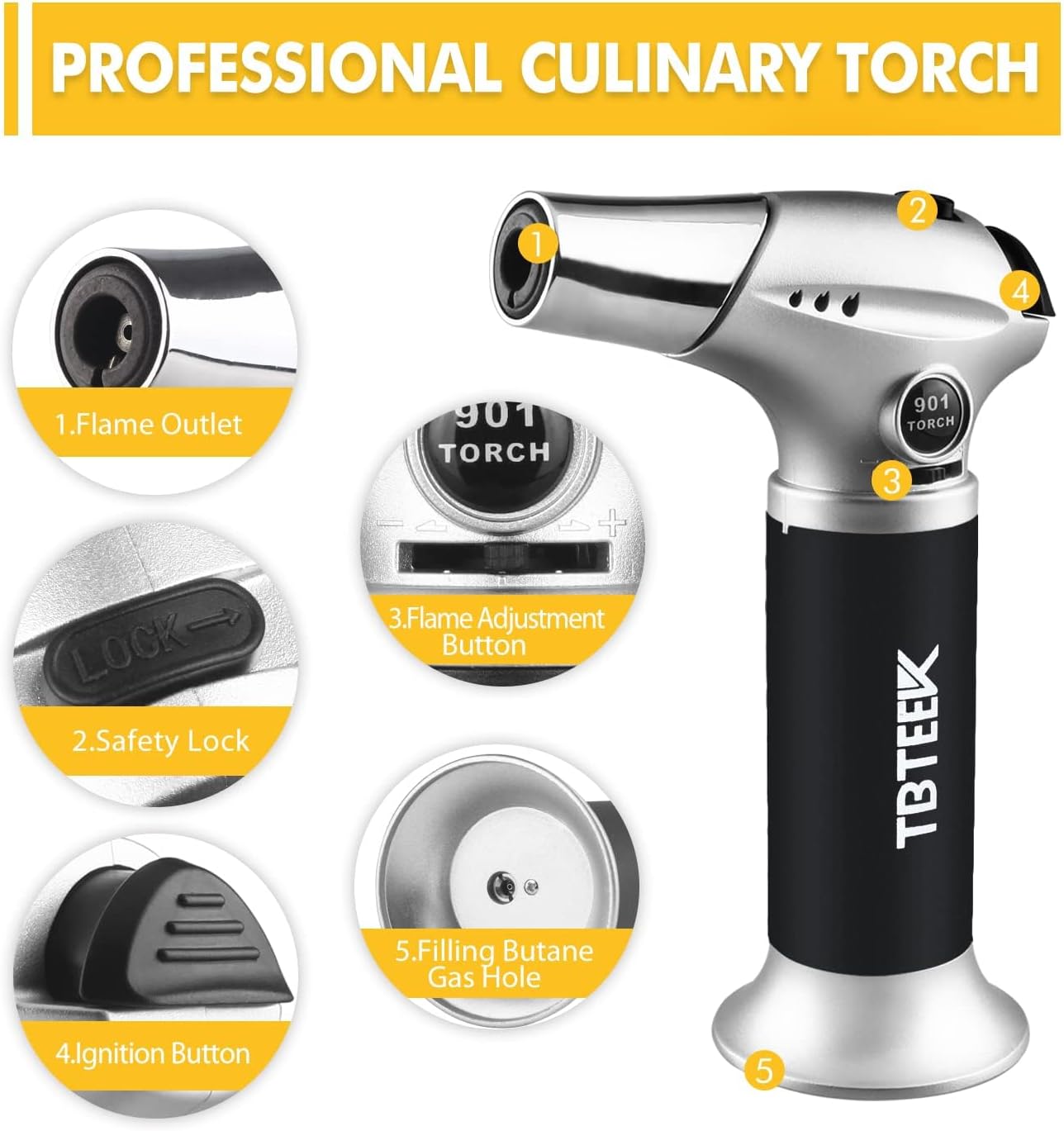 TBTEEK Cooking Torch - Versatile Kitchen Lighter with Butane Fuel for BBQ, Baking & Soldering (1 Can)