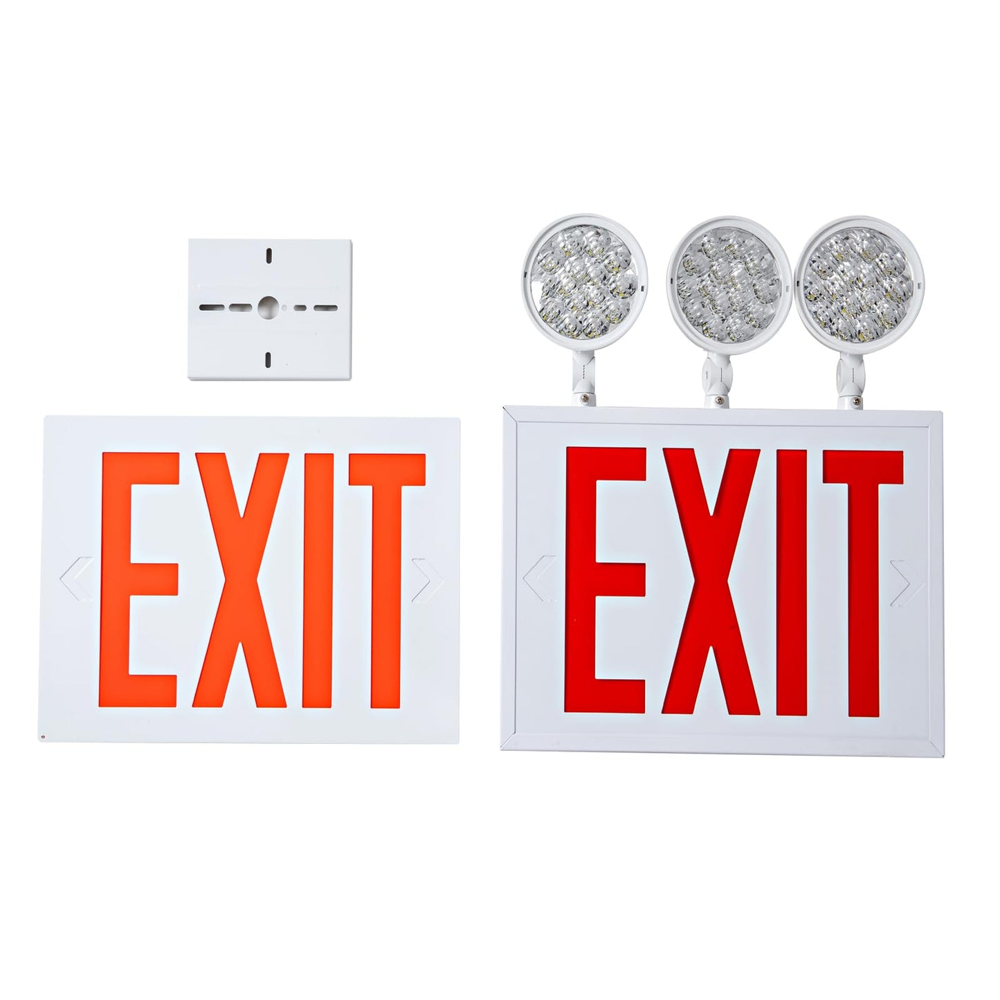 TANLUX New York Approved Emergency Exit Sign, Red Exit Signs with Emergency Lights, Hardwired with Battery Backup, AC 120/277V, Single and Double Faces, Two or Three Heads Optional
