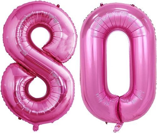 GOER Jumbo 42-Inch Hot Pink Foil Balloons - 80th Birthday Party Decorations & Anniversary Celebrations