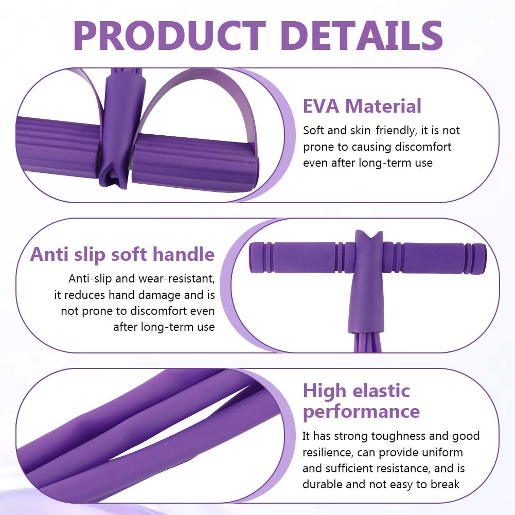 21 Fitness Resistance Bands-6 Tube Pedal Ankle Puller, Multifunction Tension Rope, Pedal Resistance Band with Handle Sit Up Exercise Equipment Home Gym Tummy Trainer for Men Women (Size:6 Tube)