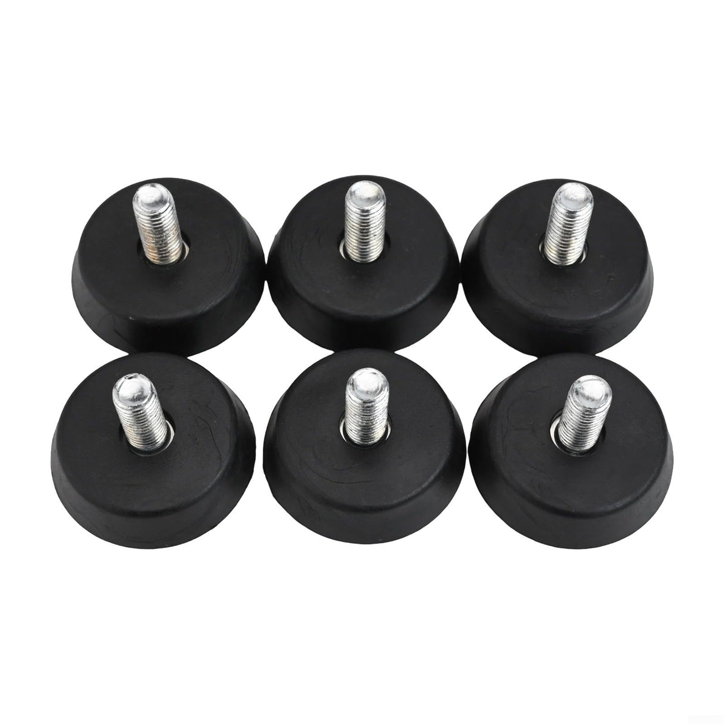 6pcs 3/8" Exercise Bike Foot Pads, Rubber Non-Slip Shock Absorption Pads for Stable Quiet Workouts, Anti-Vibration Leveling Feet with Wavy Grip Texture, Easy Install Replacement Parts, Black
