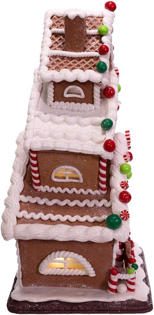 Kurt S. Adler 13-Inch LED Gingerbread Cookie House - 3-Layered Holiday Decor (GBJ0016)