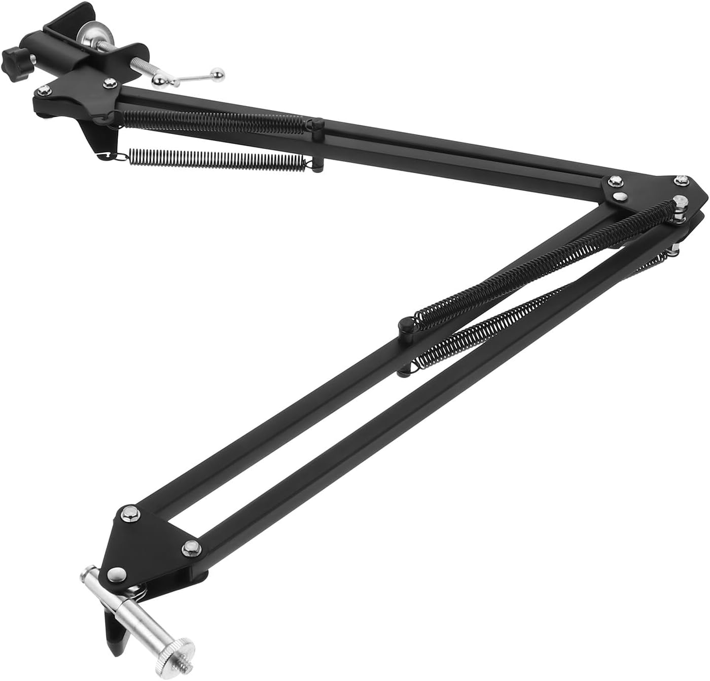 DIYEAH 1/4 Inch Metal Webcam Clamp Desktop Stand with Adjustable Scissor Arm Boom, Screw Interface, Black Suspension
