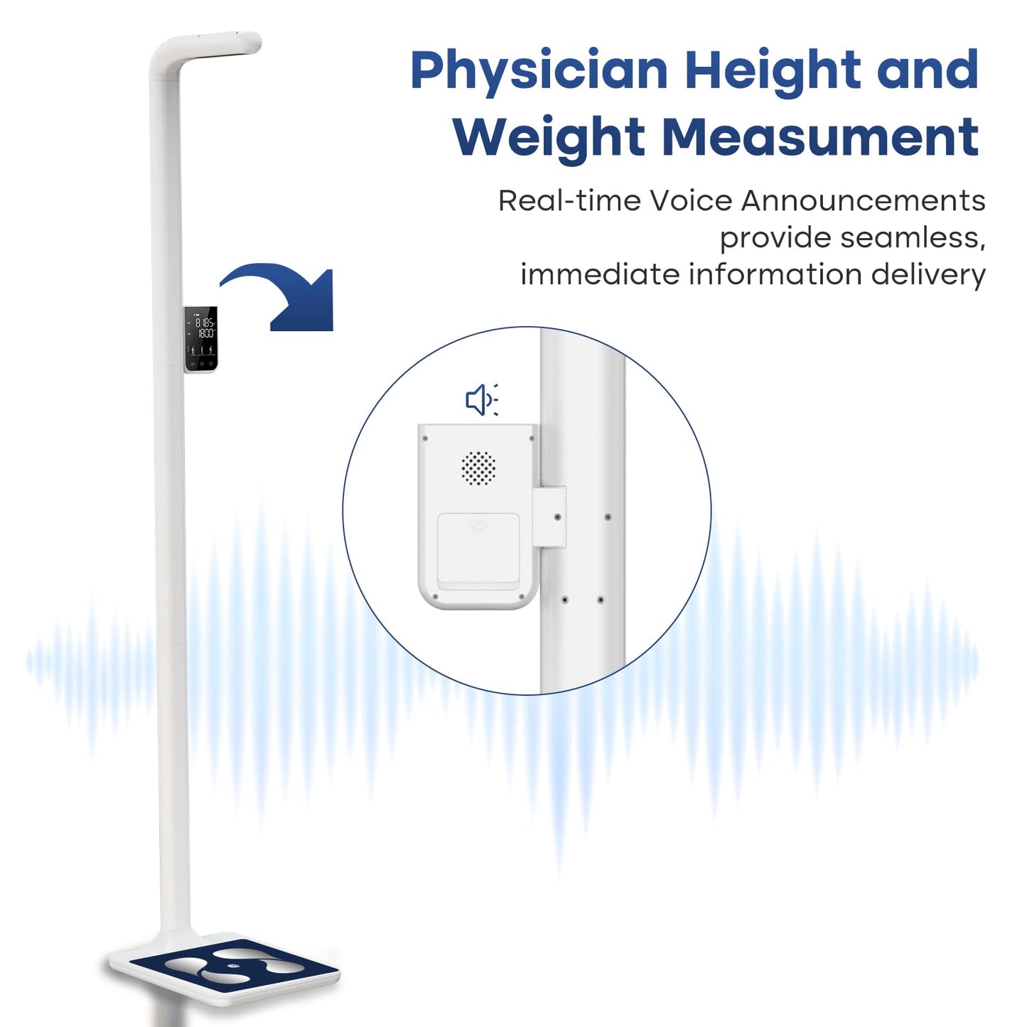 GE Digital Physician Scale BMI: Ultrasonic Electronic Height and Weight Scale 76” Height Measuring Device Accurate Body Weight 485 lb/220 kg Capacity