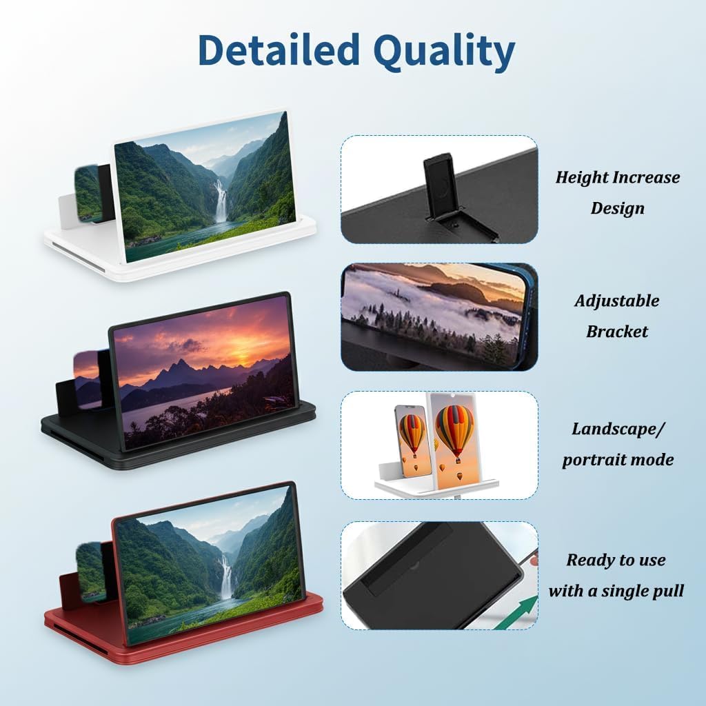 AIPULL 3X 12 Screen Magnifier for Cell Phone, Acrylic Phone Screen Enlarger with Adjustable Stand, Foldable Hands-Free