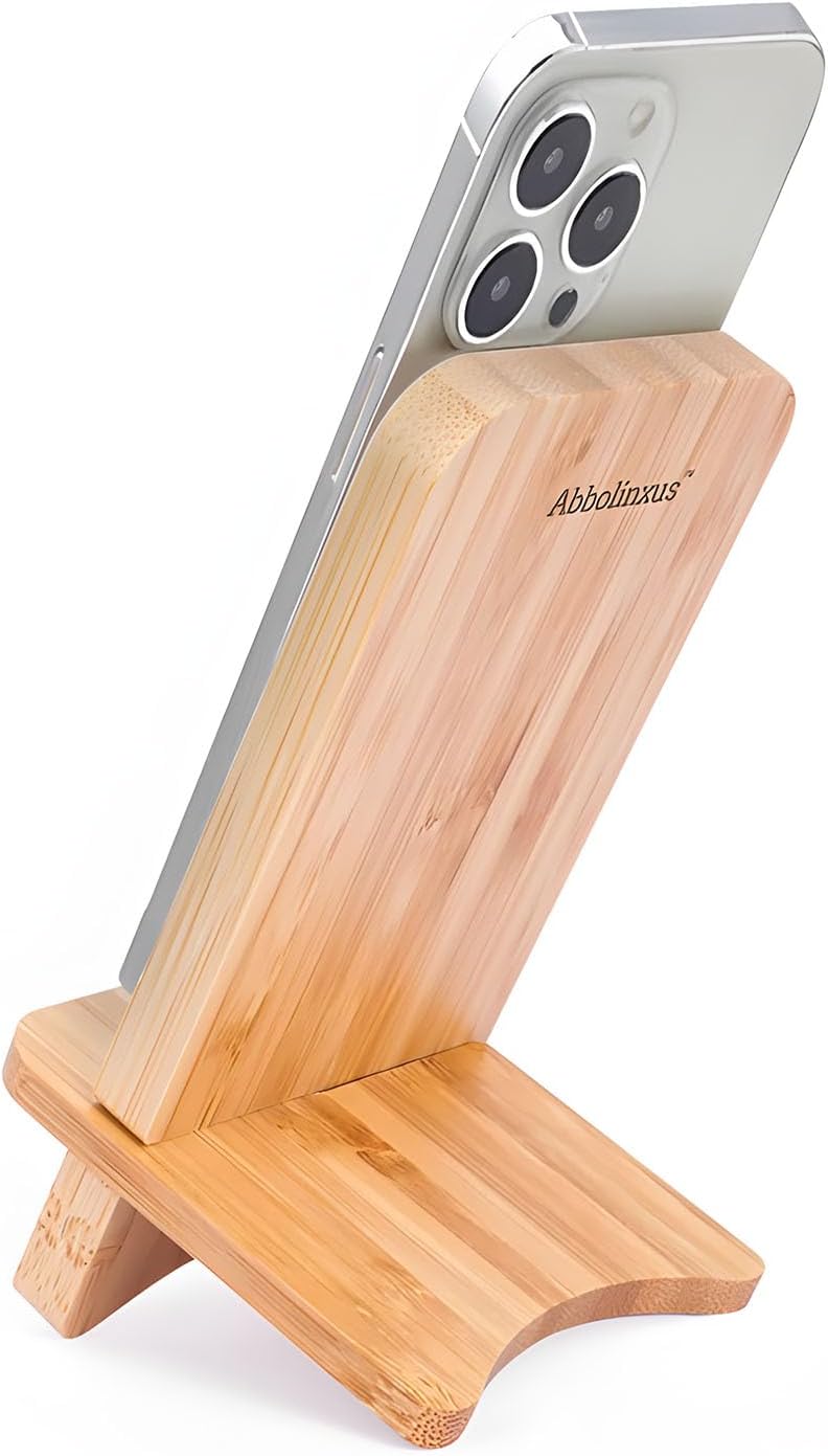 Abbolinxus Bamboo Phone Stand, Desktop Stand, Simple Phone Stand, Compatible with All Phones (Bamboo)