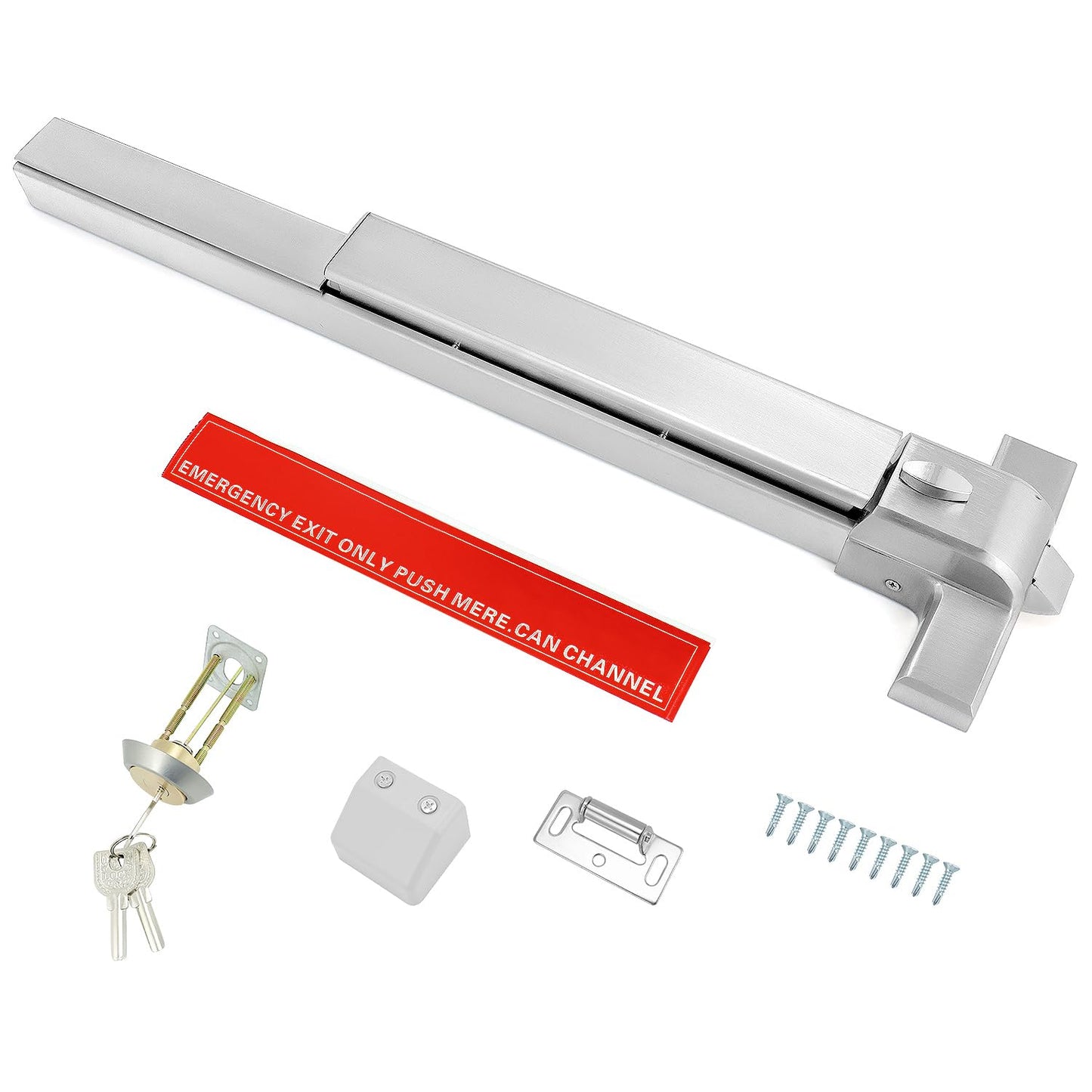 QWORK Door Security Bar, Heavy-Duty Steel Push Bar Emergency Exit Door Device with Fire-Proof Lock and Lever, Push Up Bar, Door Security Devices
