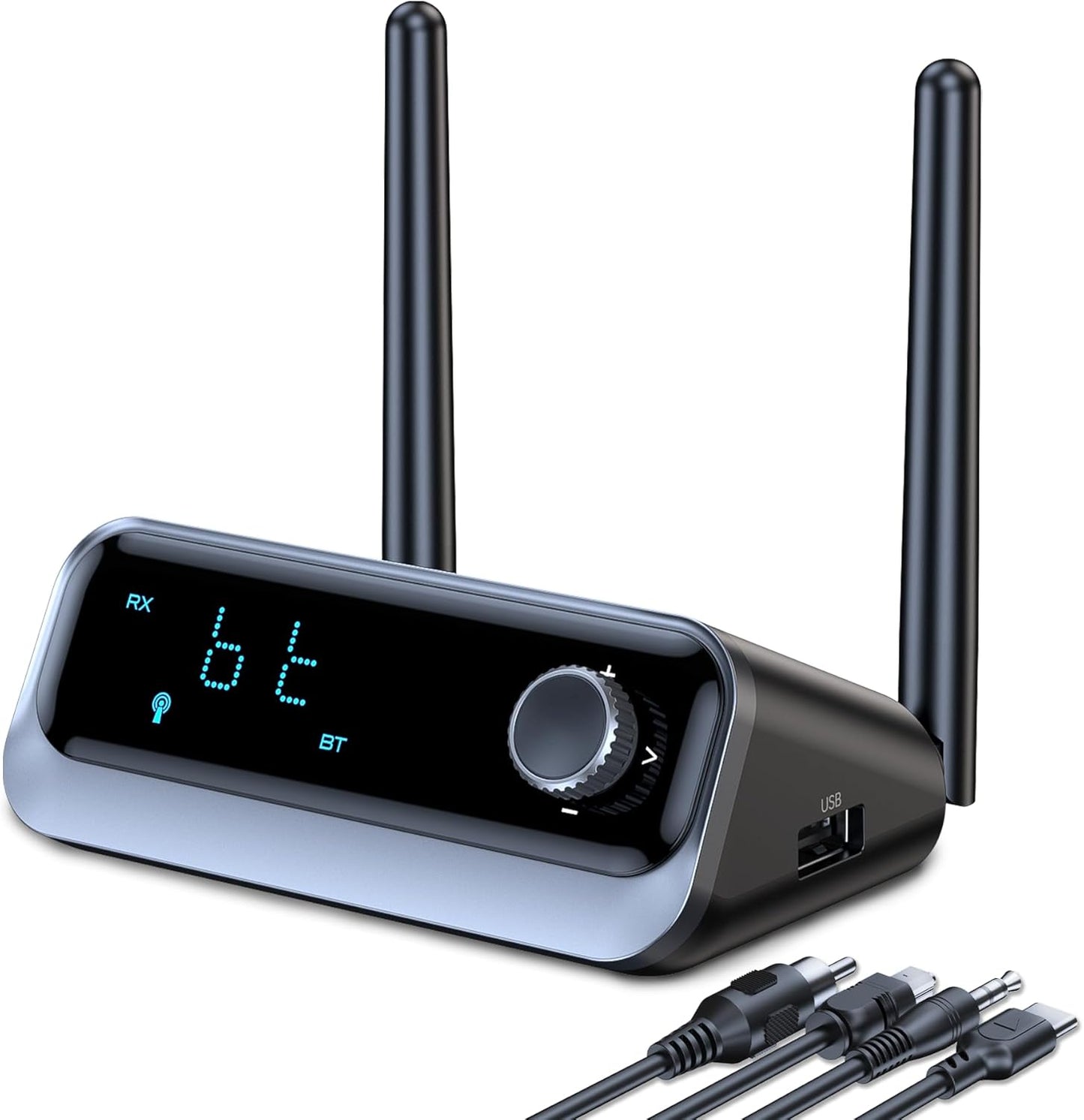 KAIY 3.5mm Bluetooth Receiver for Home Stereo, Low Latency Optical & Coaxial Bluetooth Audio Adapter with AUX, Wireless