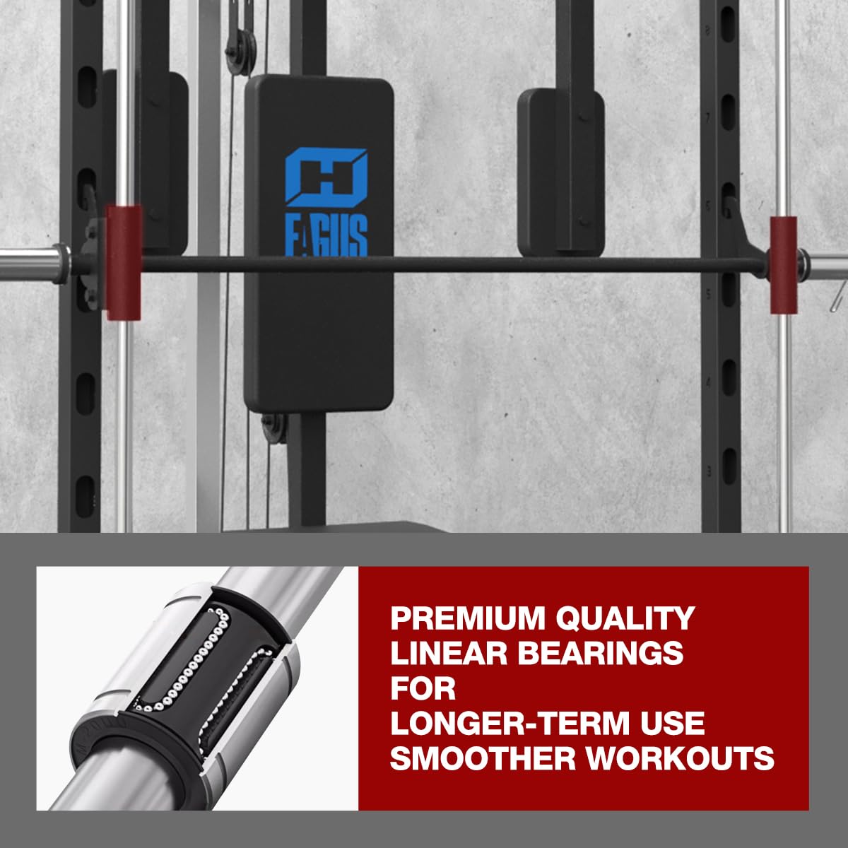 FAGUS Smith Machine Power Rack with Chest Fly Station & LAT-Pull Down System, Landmine, T-Bar Row Handle, Tricep Rope, Ankle Strap, Plate Storage Bars, Band Pegs and More Training Attachments, Black