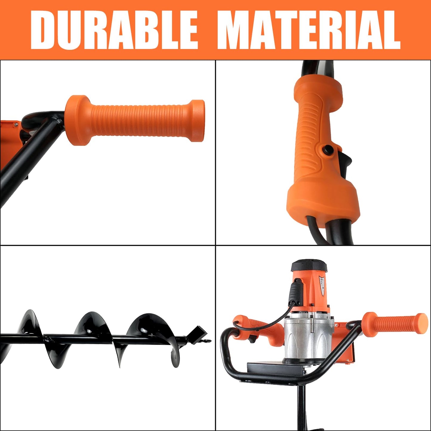 HIGOSPRO 1500W Electric Post-Hole Digger, 6-Inch & 4-Inch Auger Bit Earth Auger, Ideal for Post Hole Digging, Drilling, Tree Planting（No Bag）